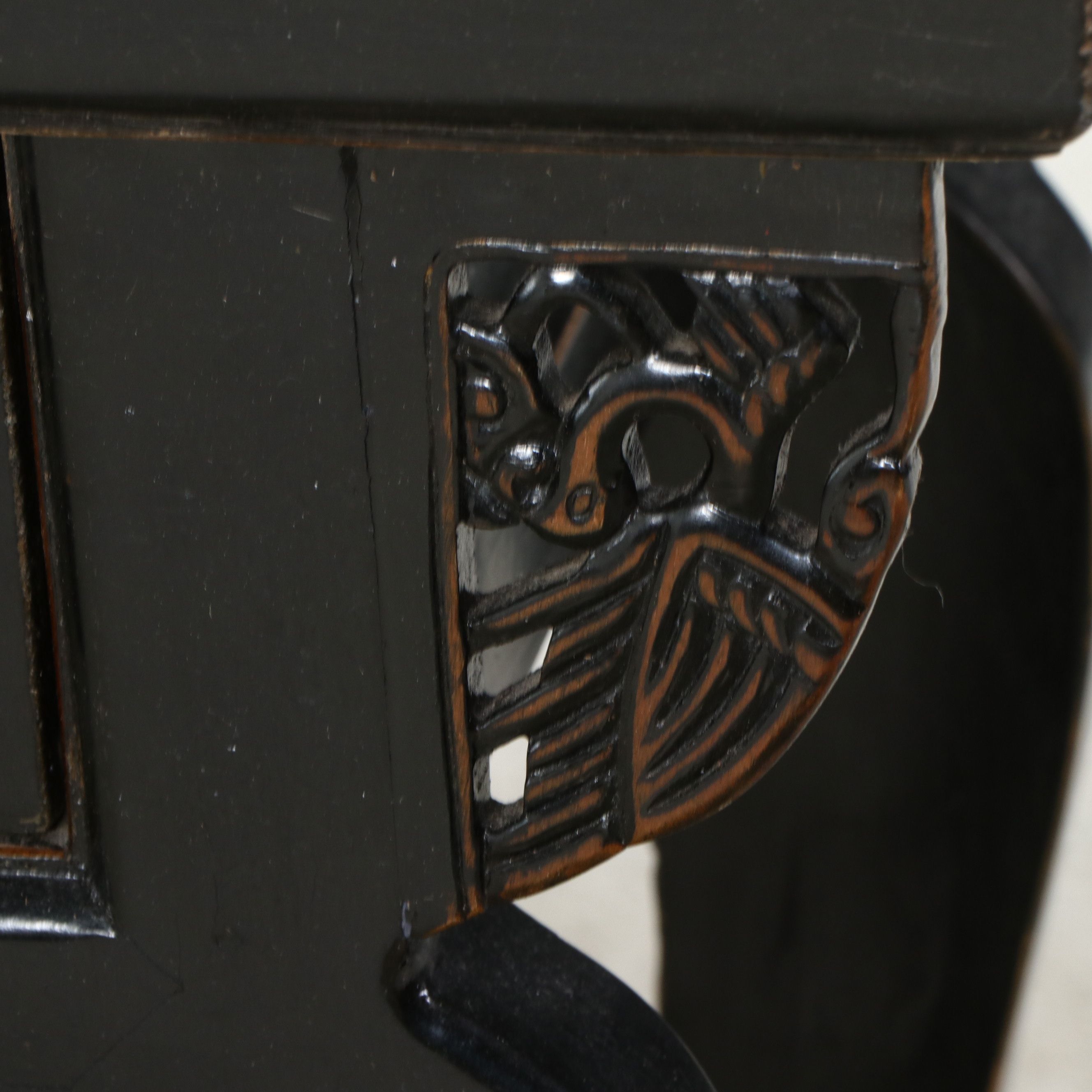 Chinese Black Lacquered Altar Table with Pierced Dragon Carvings