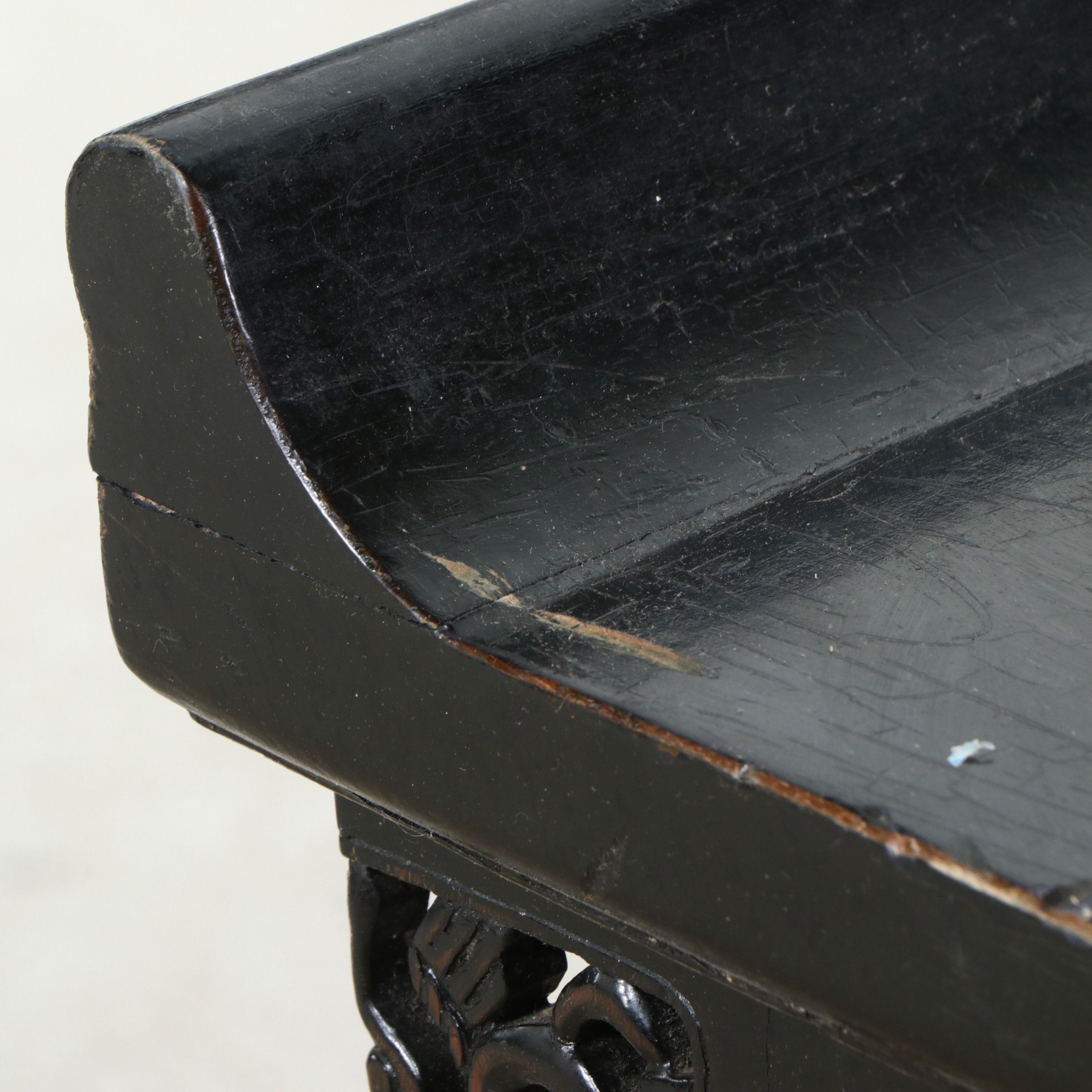 Chinese Black Lacquered Altar Table with Pierced Dragon Carvings