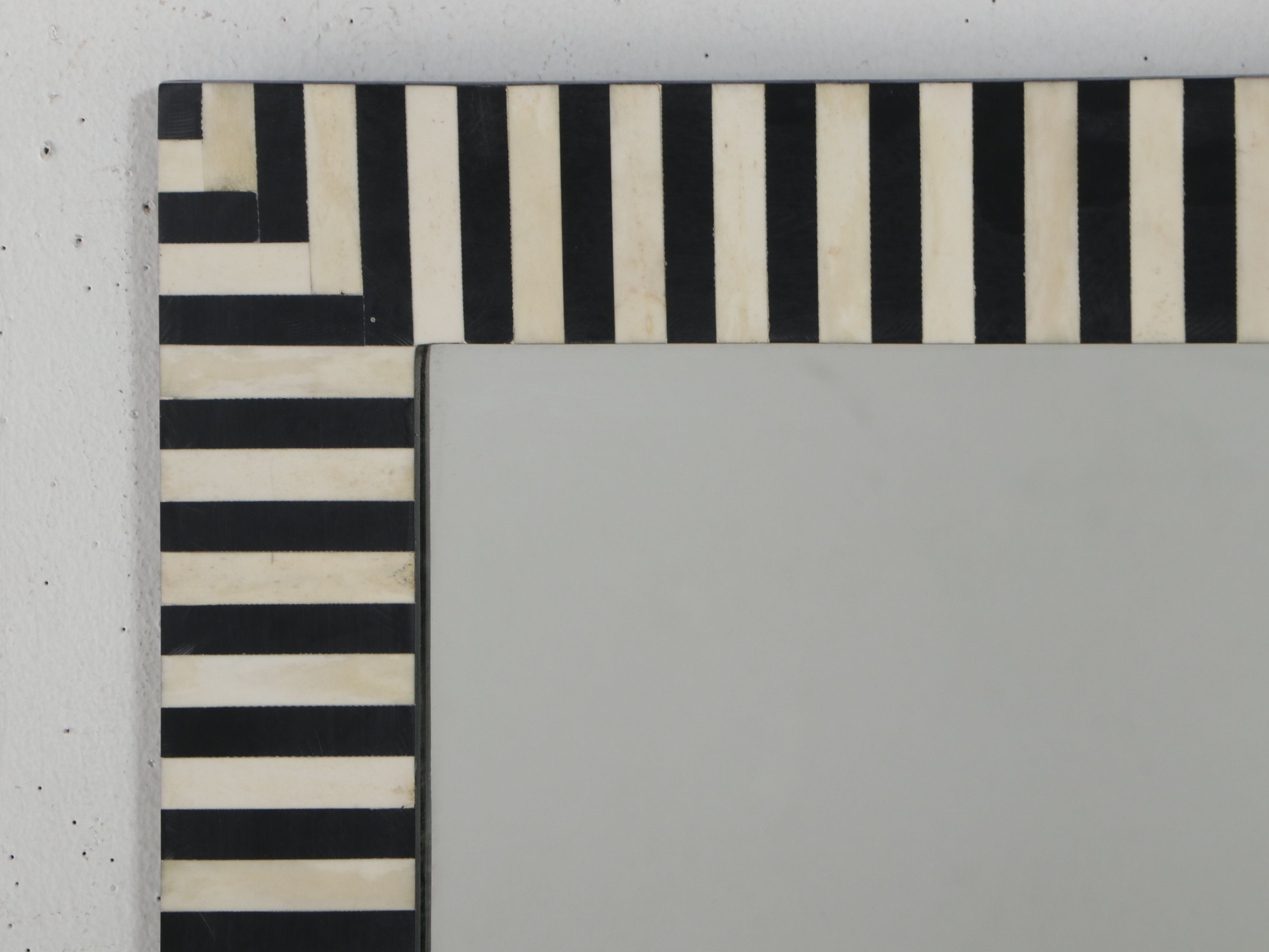 Contemporary Striped Bone and Resin Inlay Rectangular Wall Mirror