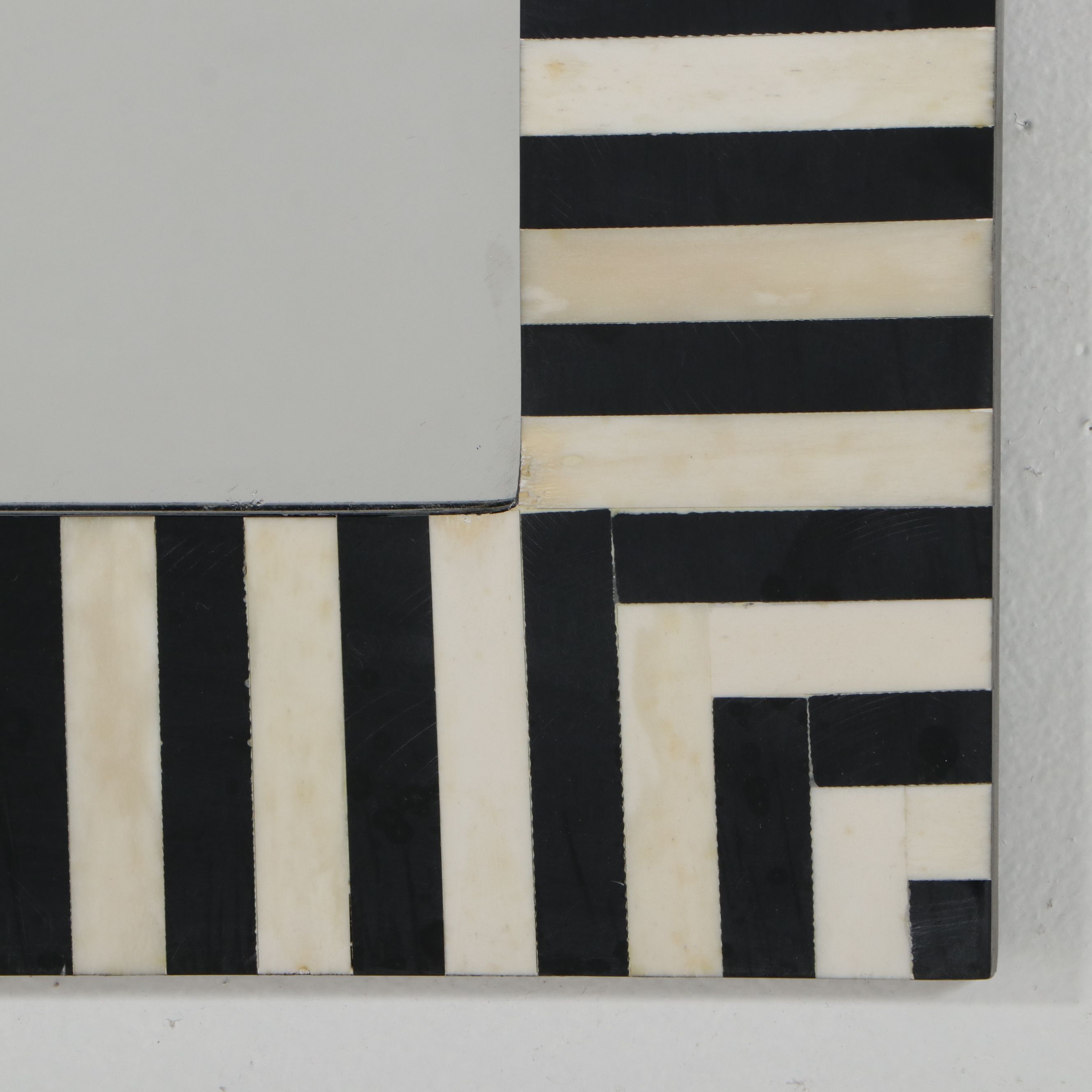 Contemporary Striped Bone and Resin Inlay Rectangular Wall Mirror
