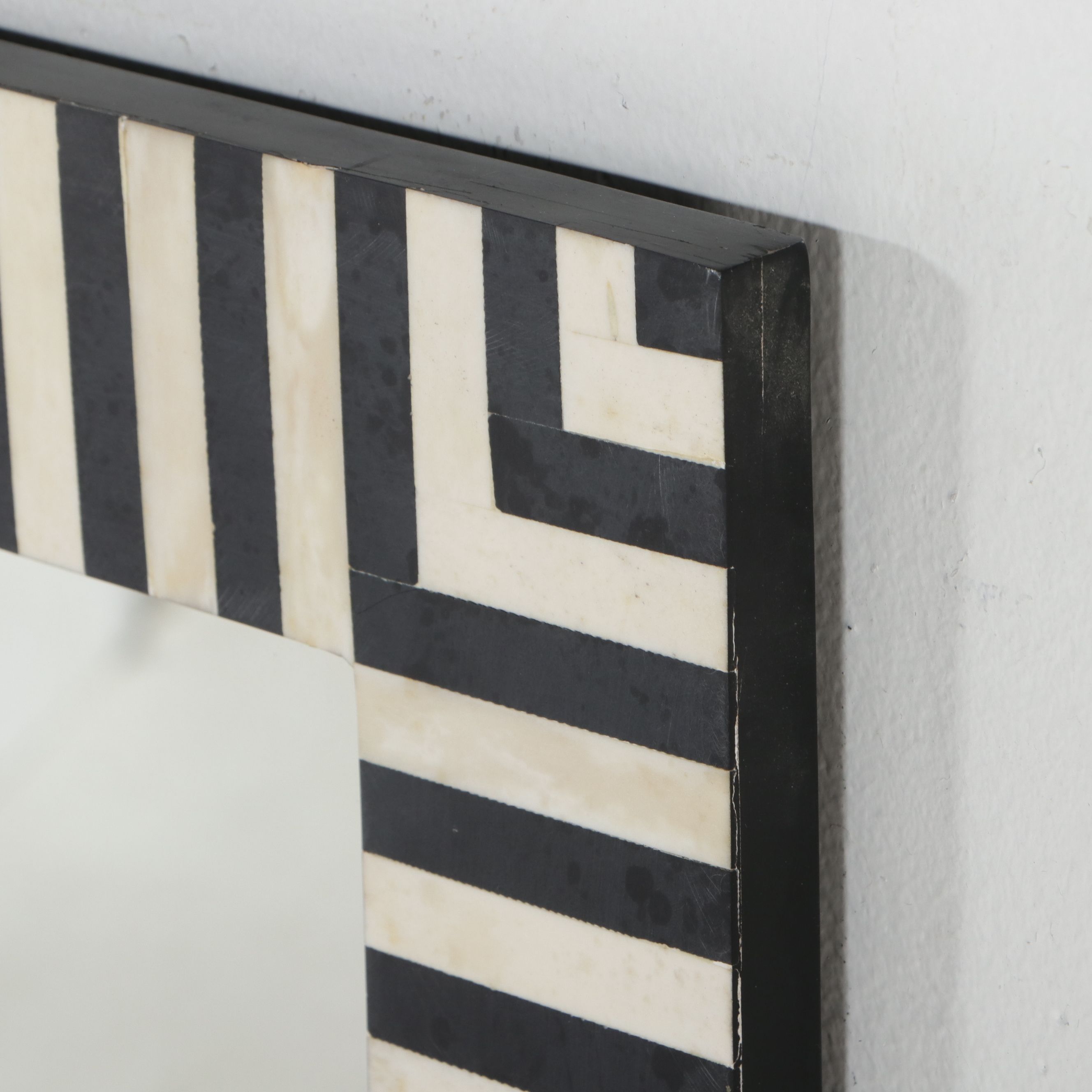 Contemporary Striped Bone and Resin Inlay Rectangular Wall Mirror
