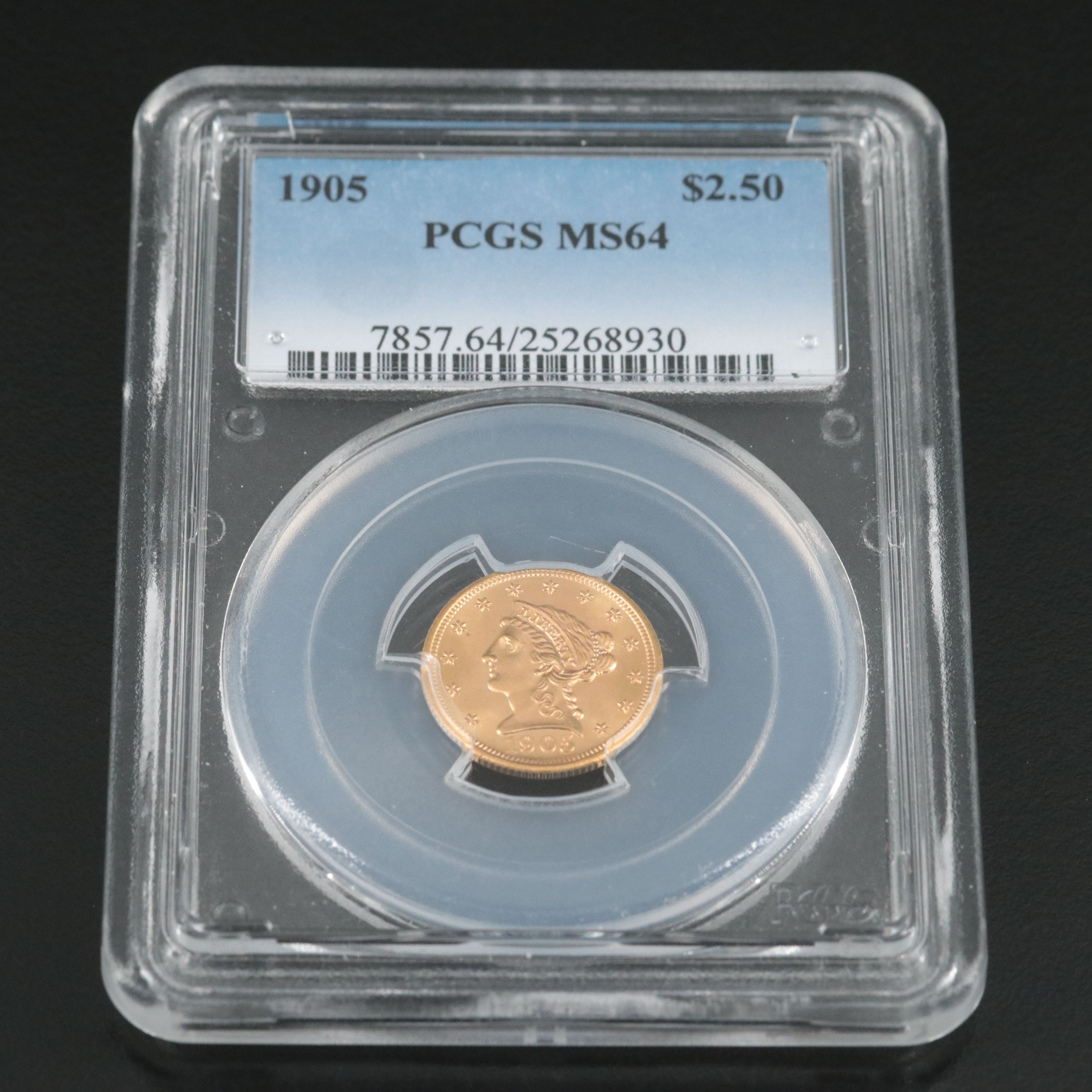 PCGS Graded MS64 1905 Liberty Head $2.50 Gold Quarter Eagle