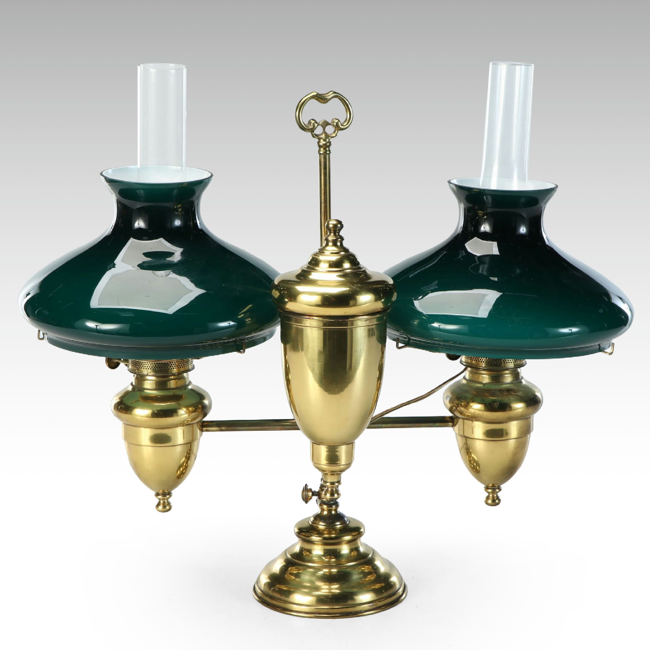 Victorian Brass Double Arm Student Lamp, Adapted