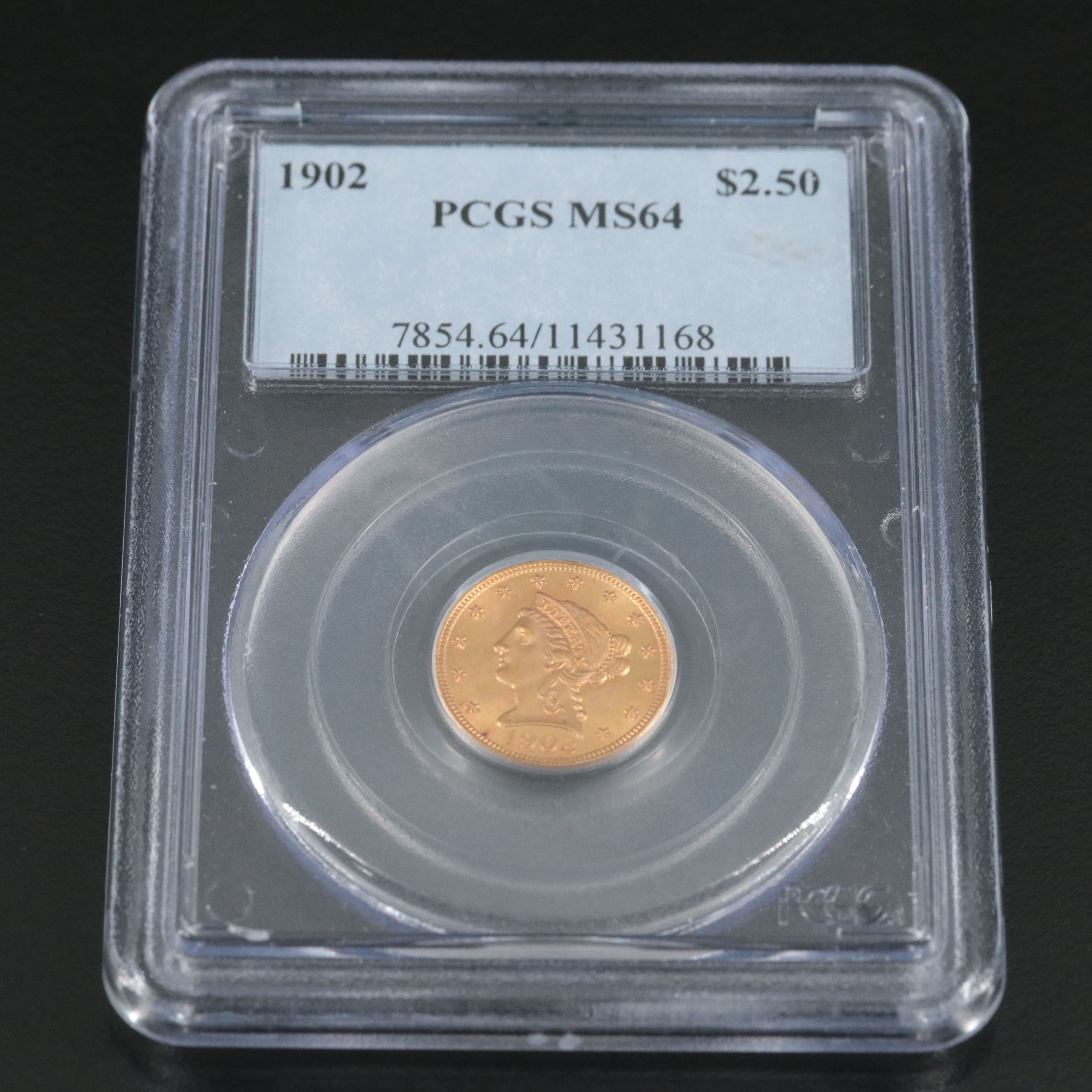 PCGS Graded MS64 1902 Liberty Head $2.50 Gold Quarter Eagle
