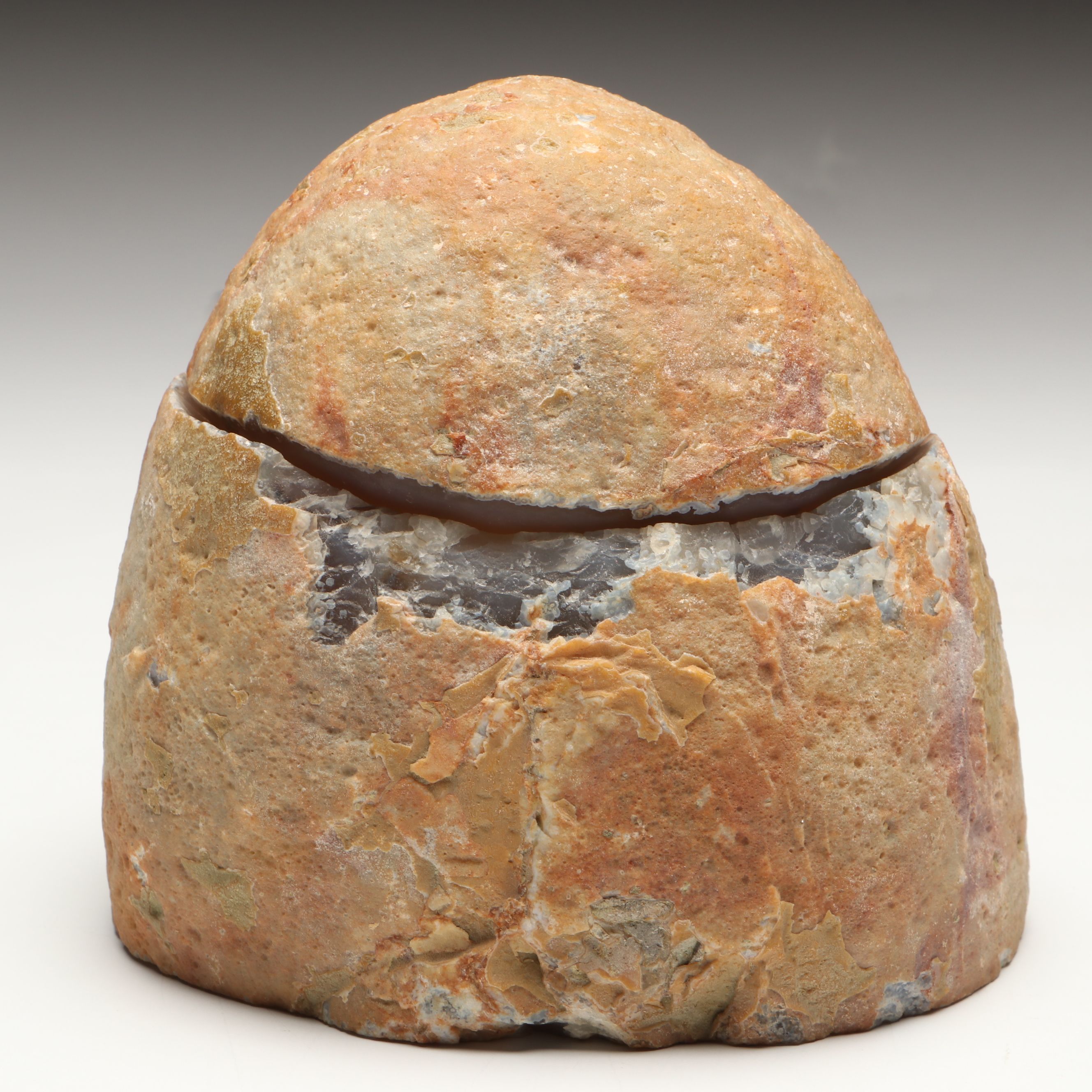 Split and Carved Calcite Cathedral Geode Specimen