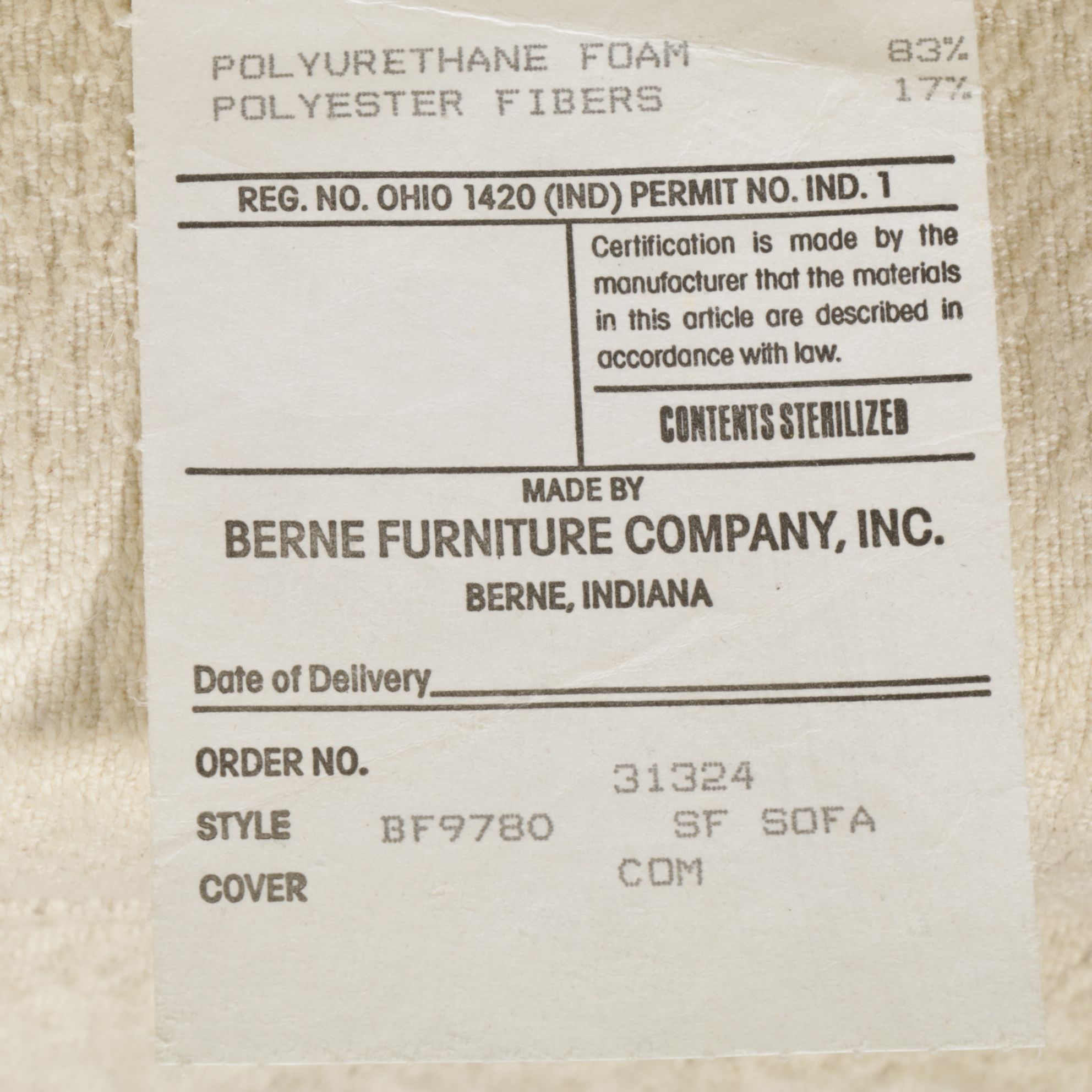 Berne Furniture Curved Sofa, Late 20th Century