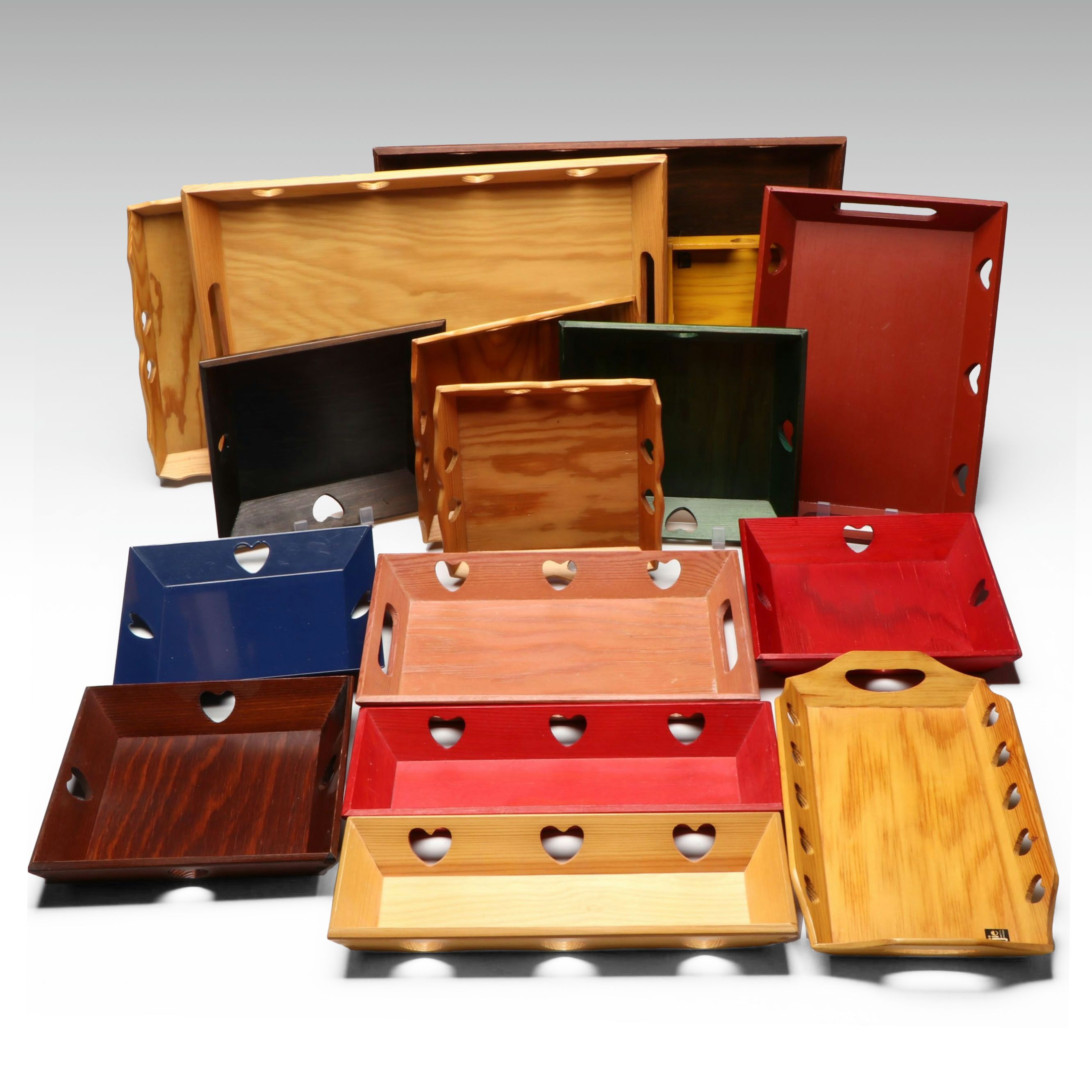 Swedish Heart Accent Wood and Metal Trays