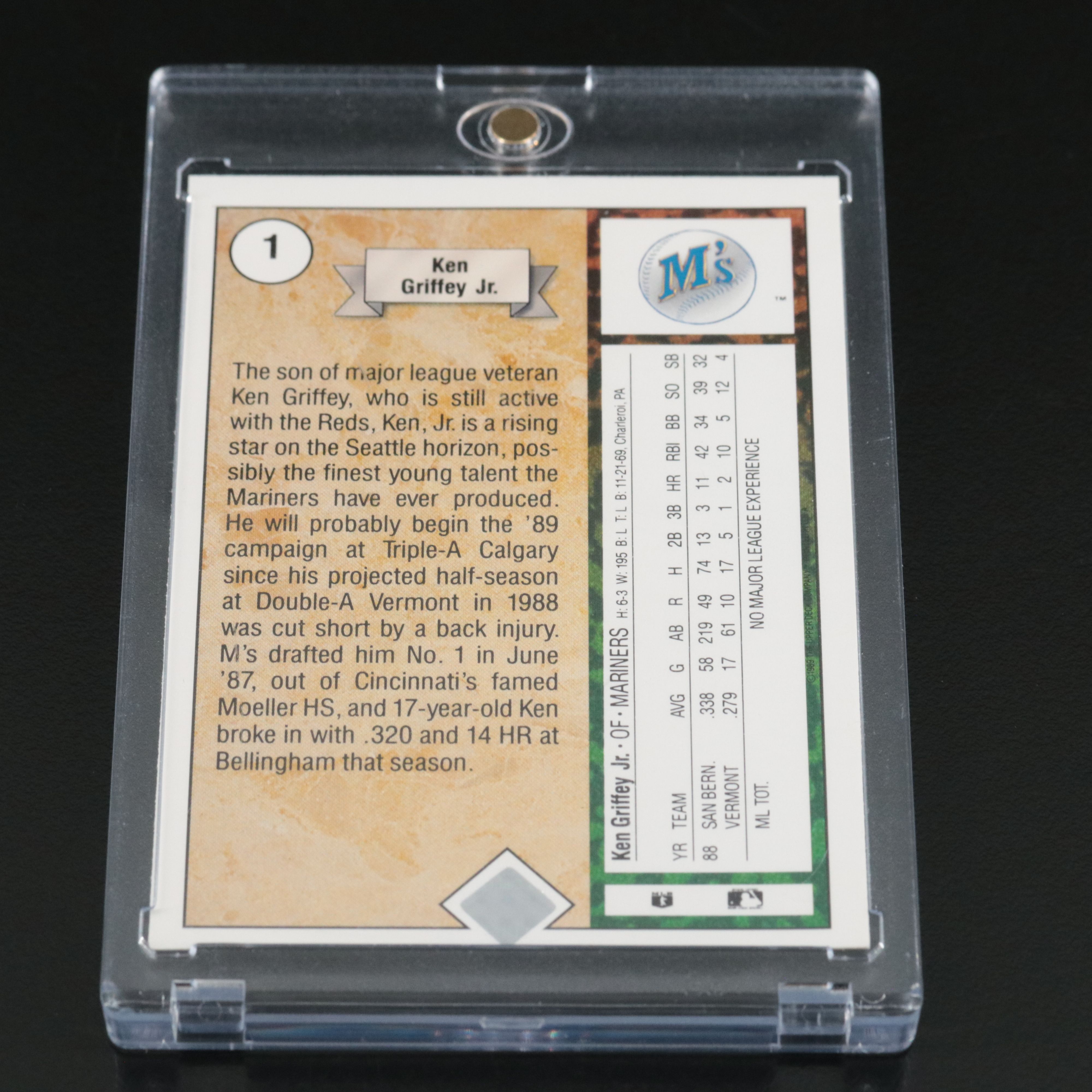 1989 Upper Deck Ken Griffey Jr. Seattle Mariners Rookie Baseball Card