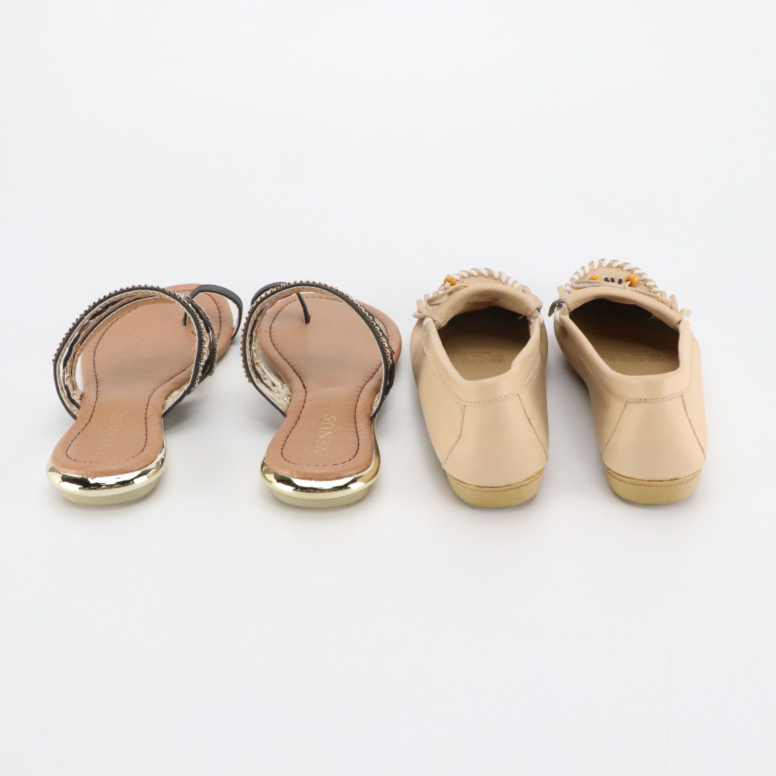 Hunters Run Beaded Leather Fringe Moccasins, Venus Embellished Sandals in Box