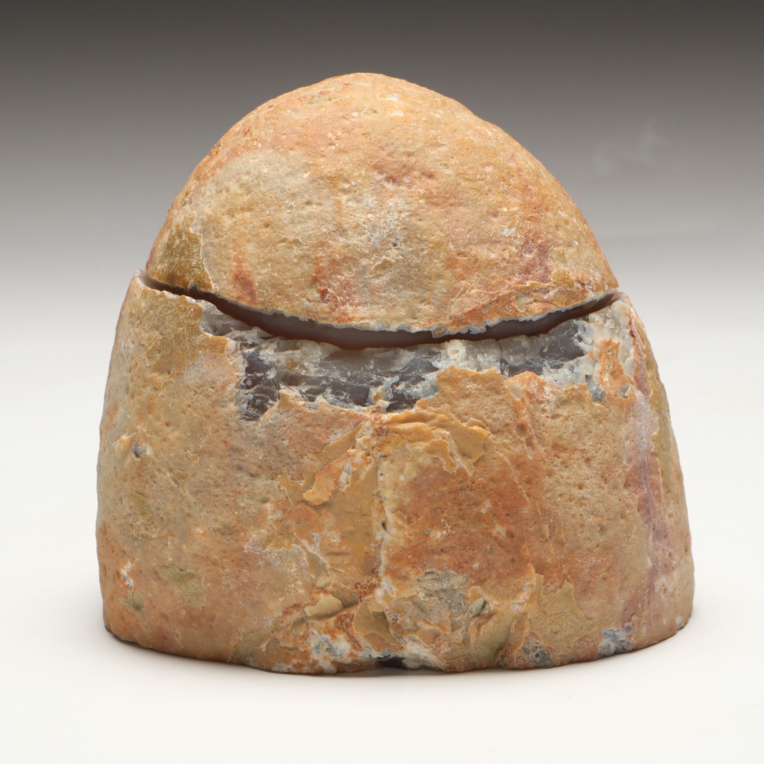 Split and Carved Calcite Cathedral Geode Specimen