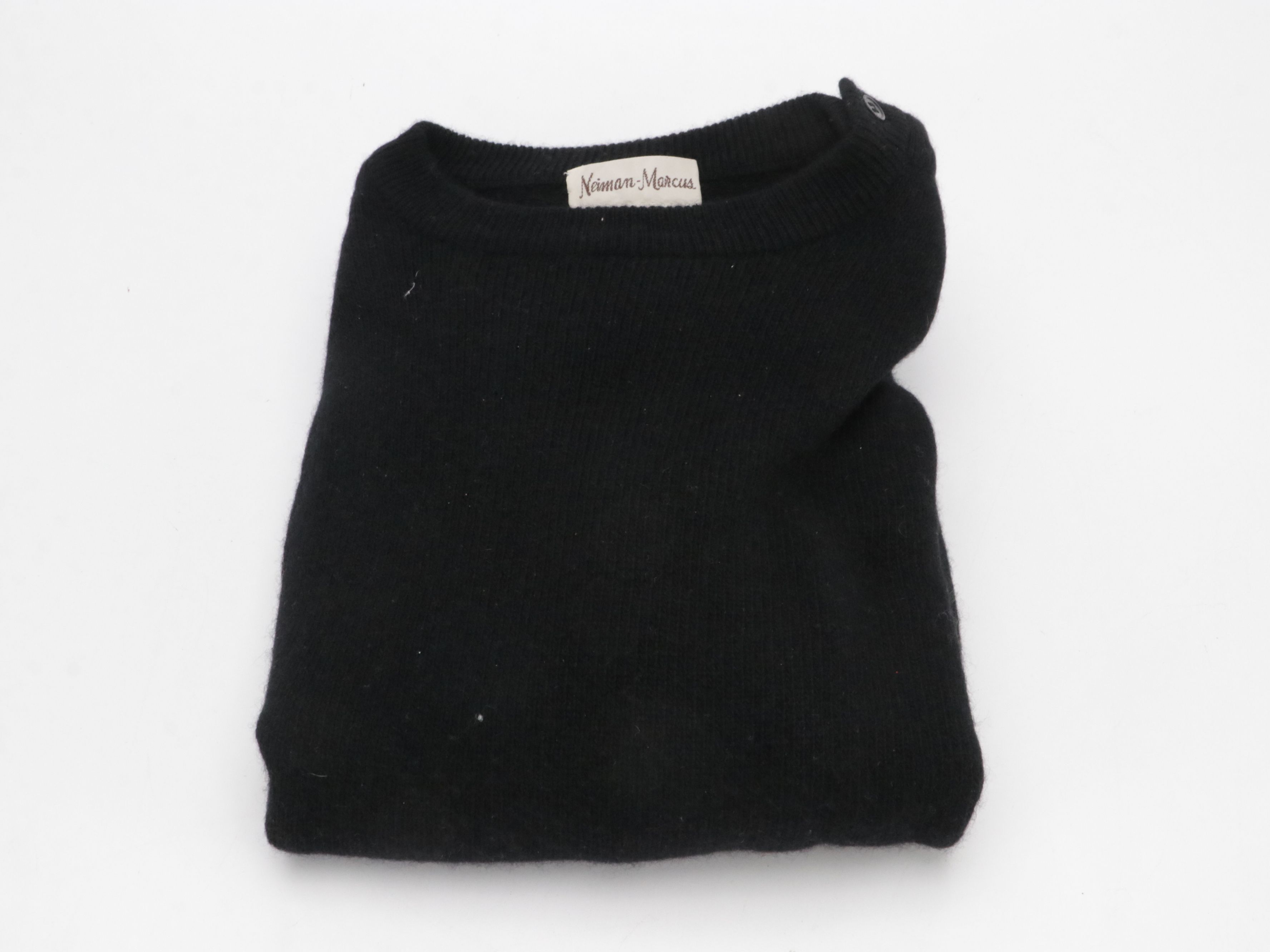 Neiman-Marcus Vintage Black, Ivory & Red Cashmere Sweaters with Padded Shoulders