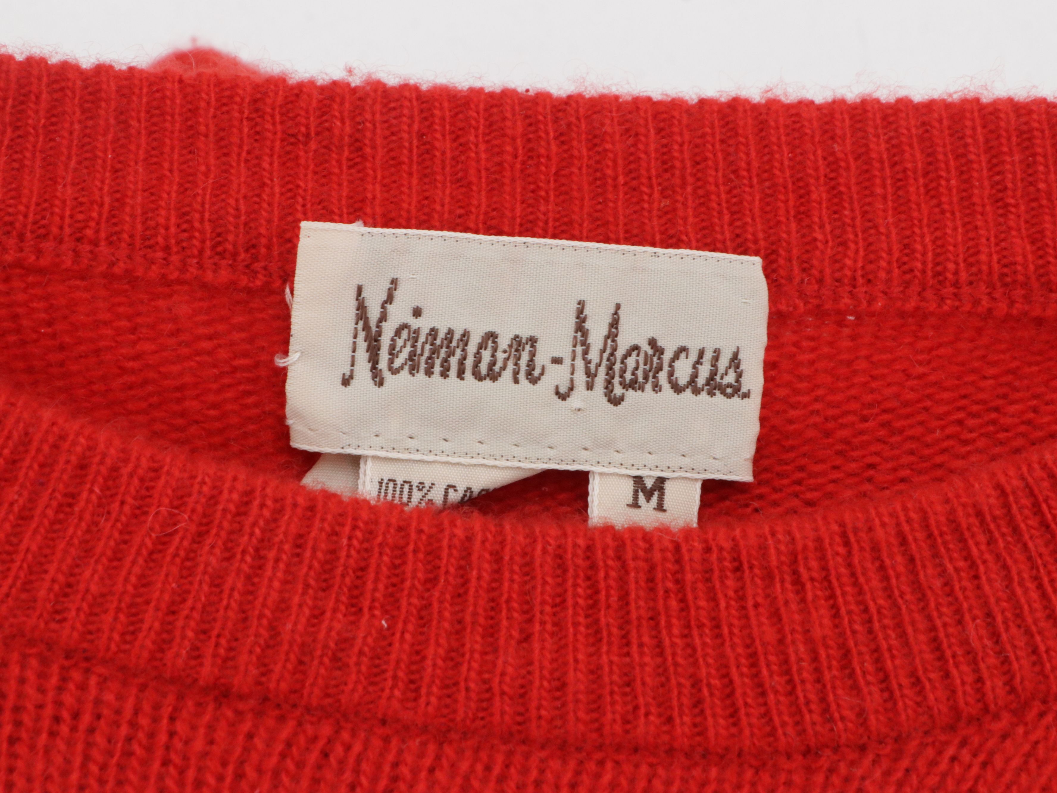 Neiman-Marcus Vintage Black, Ivory & Red Cashmere Sweaters with Padded Shoulders