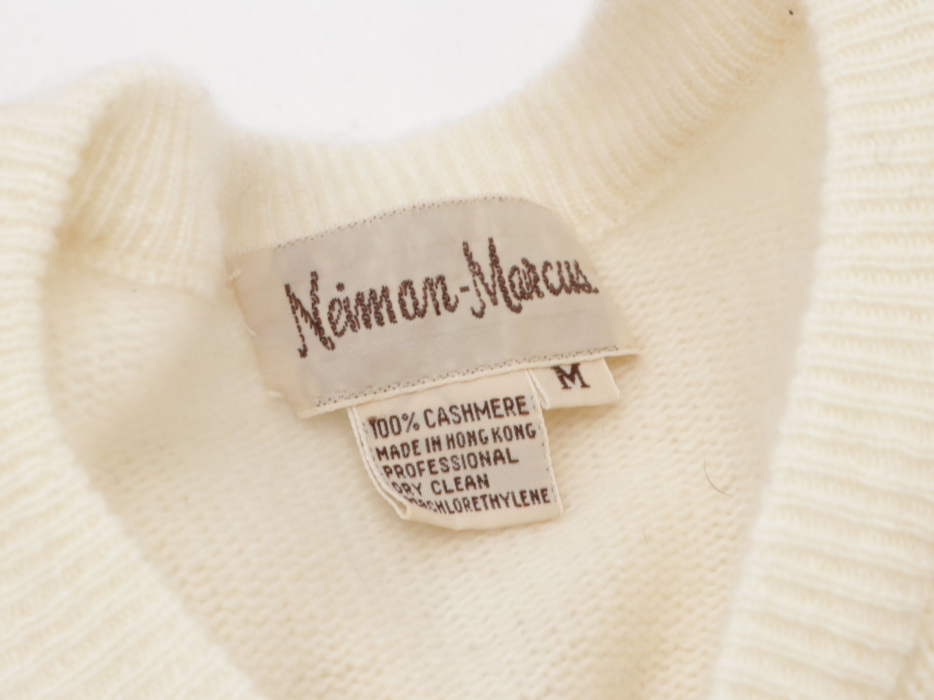 Neiman-Marcus Vintage Black, Ivory & Red Cashmere Sweaters with Padded Shoulders