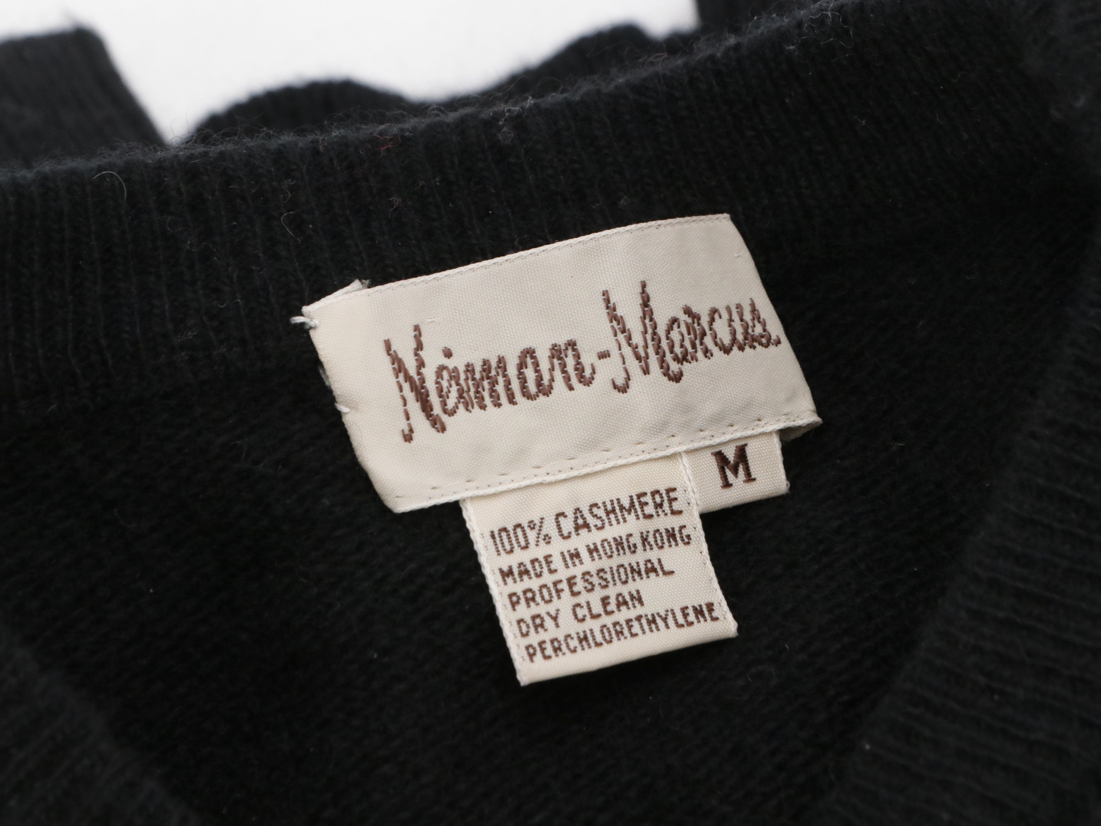 Neiman-Marcus Vintage Black, Ivory & Red Cashmere Sweaters with Padded Shoulders