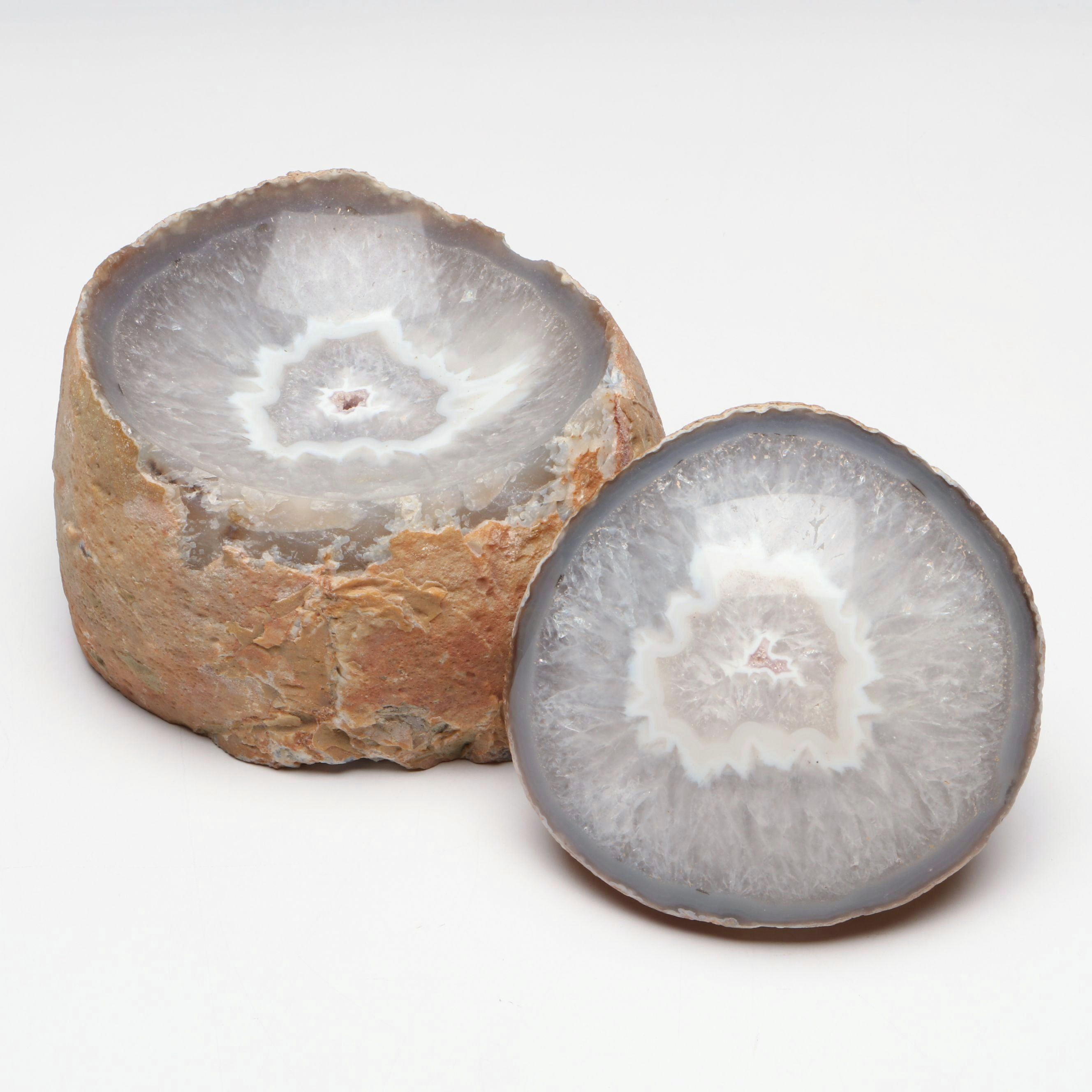 Split and Carved Calcite Cathedral Geode Specimen