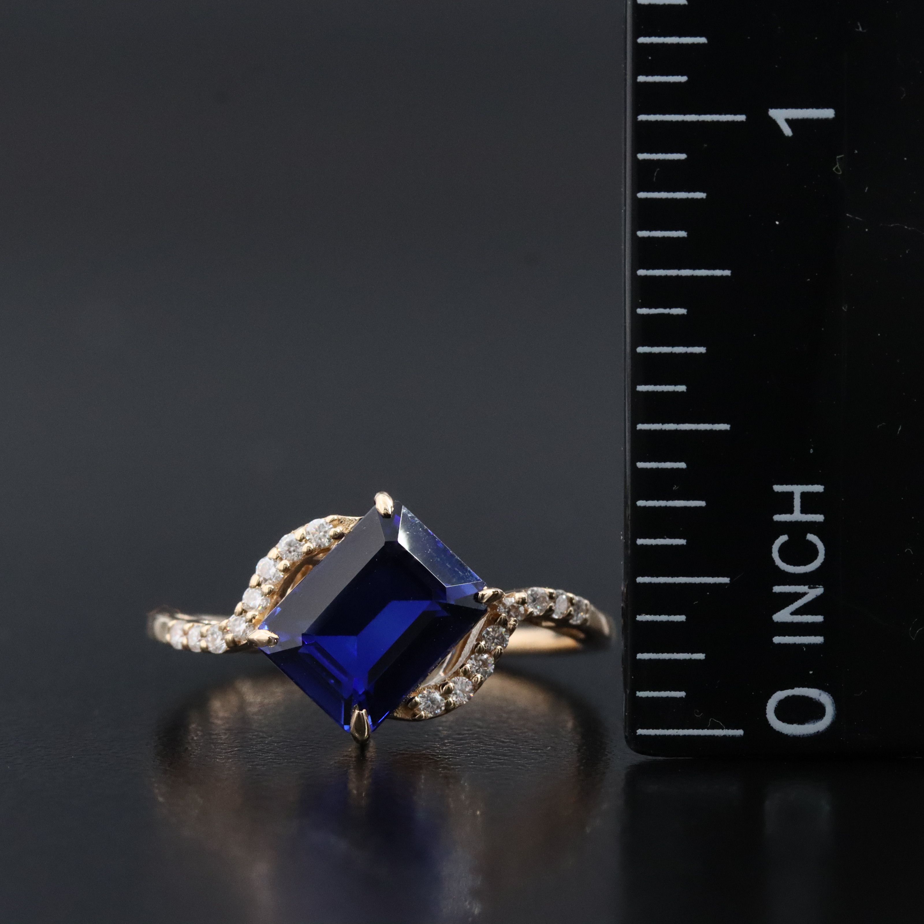 14K 2.61 CTW Lab Grown Sapphire and Moissanite Ring
