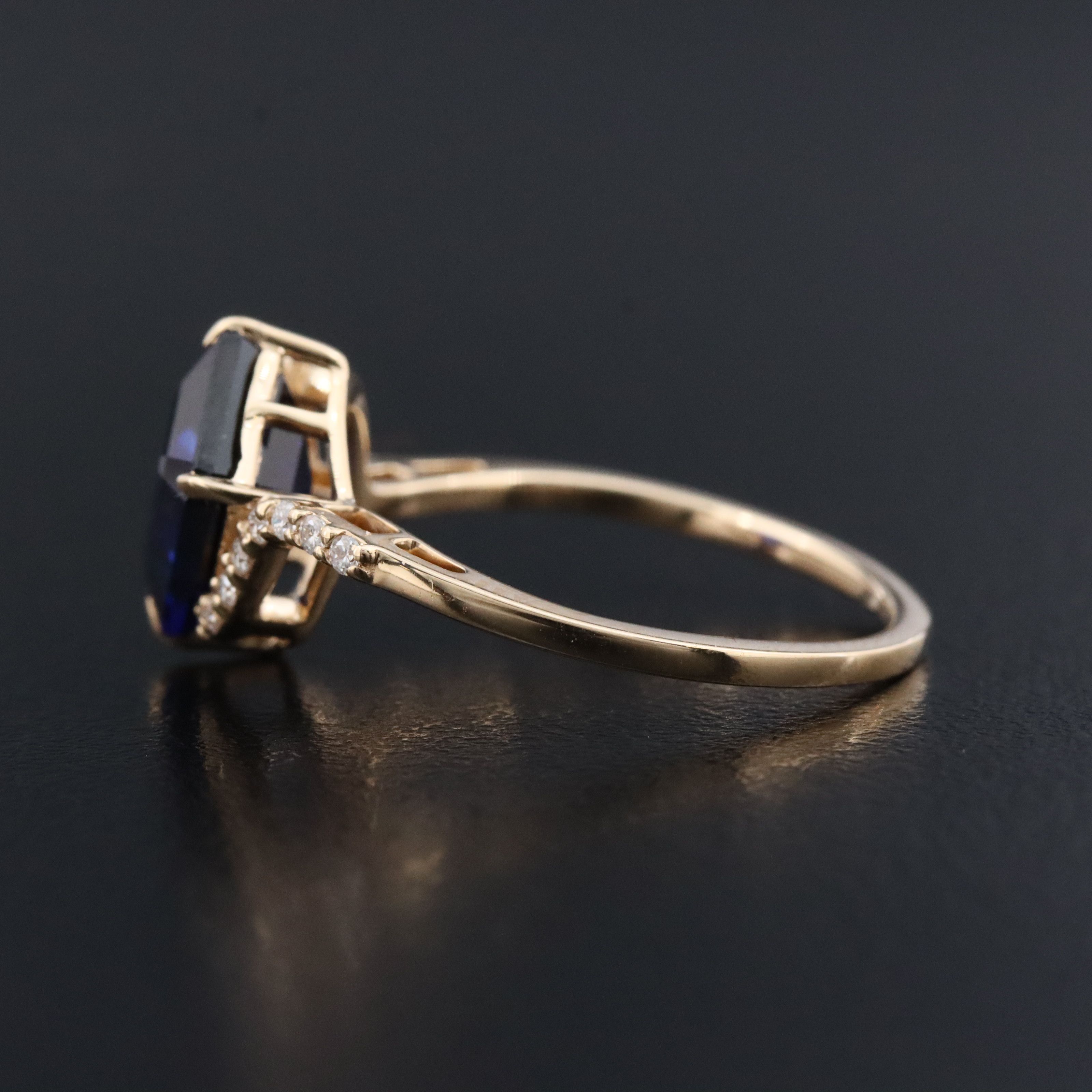 14K 2.61 CTW Lab Grown Sapphire and Moissanite Ring