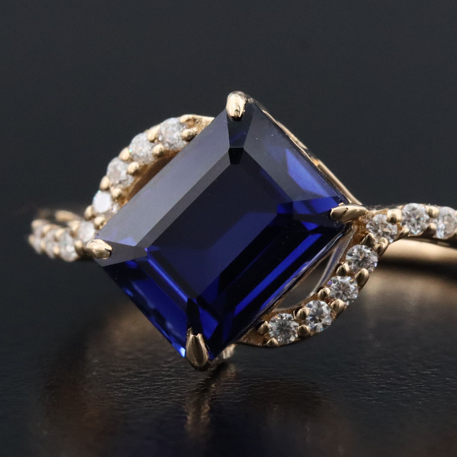 14K 2.61 CTW Lab Grown Sapphire and Moissanite Ring