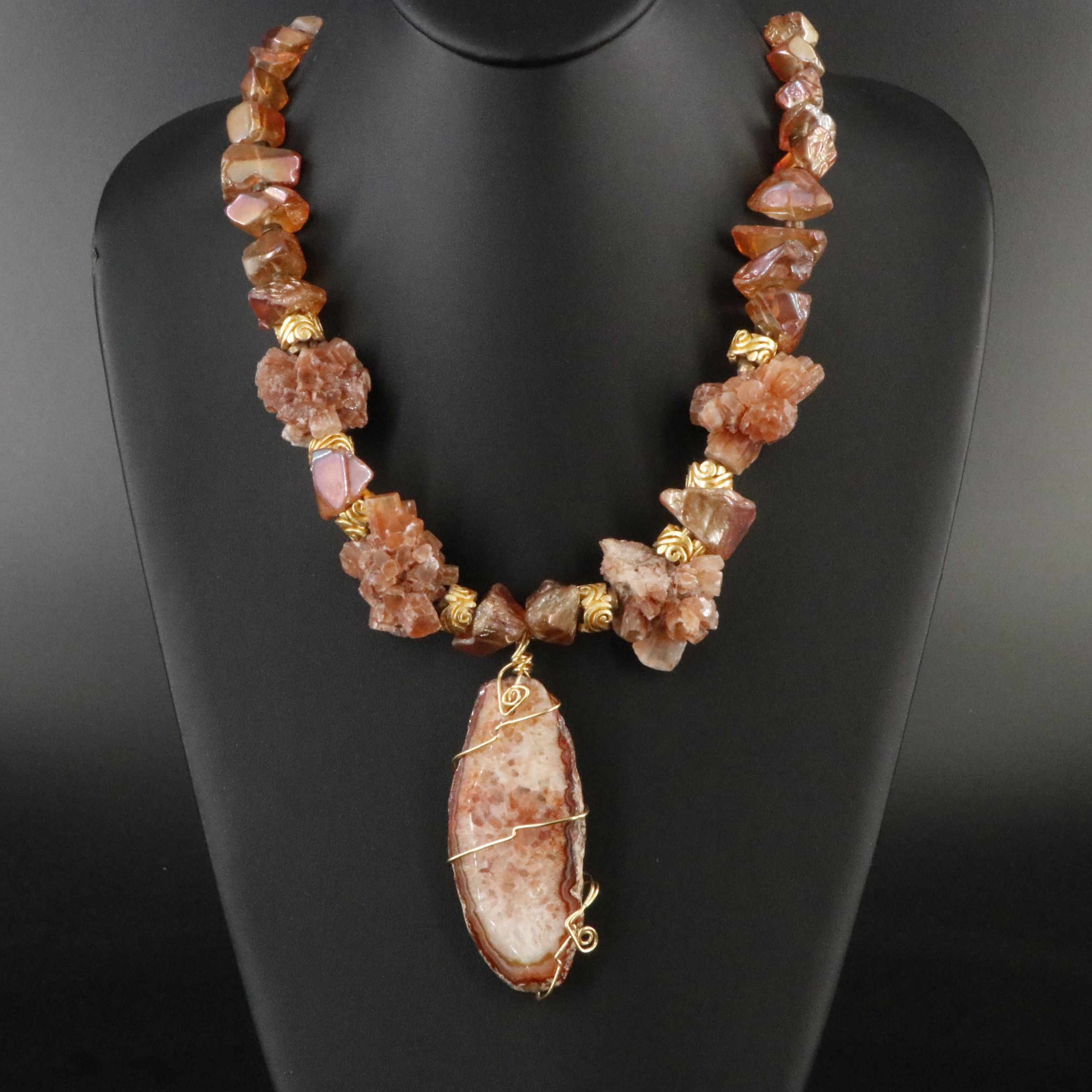 Gemstone Quartz and Aragonite Necklace