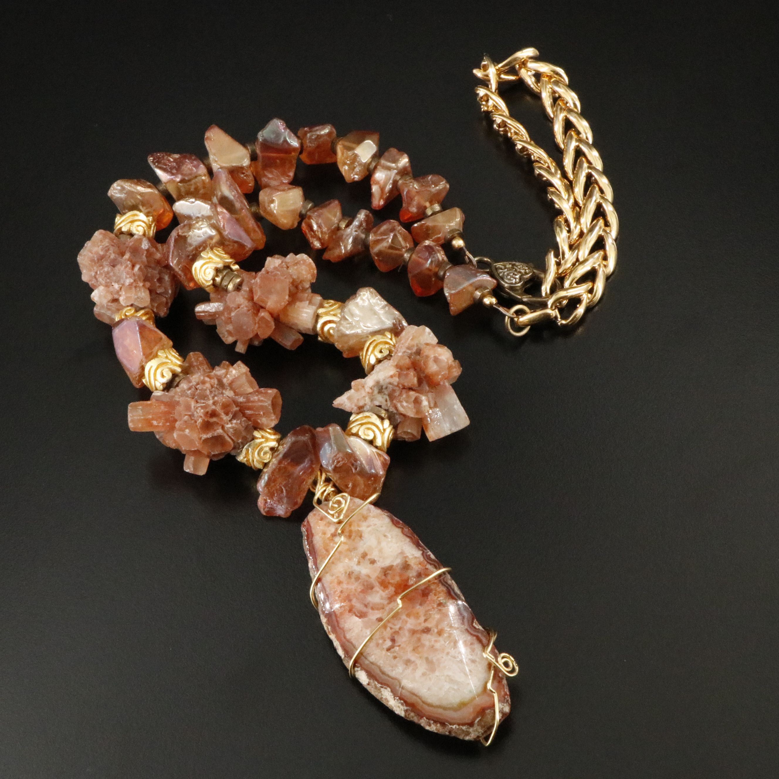 Gemstone Quartz and Aragonite Necklace