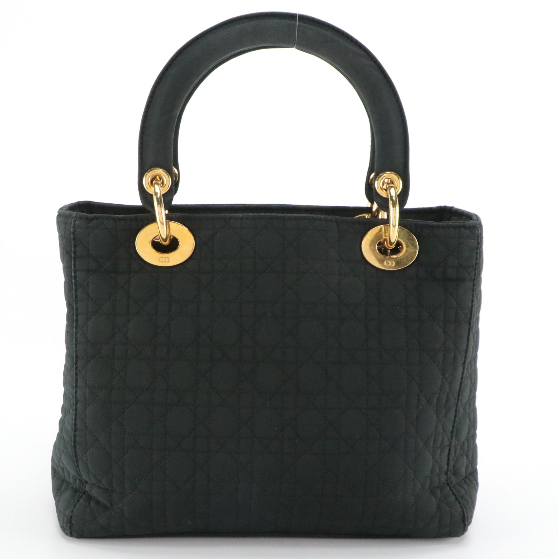 Christian Dior Small Lady Dior Handbag in Black Cannage Quilted Nylon Canvas