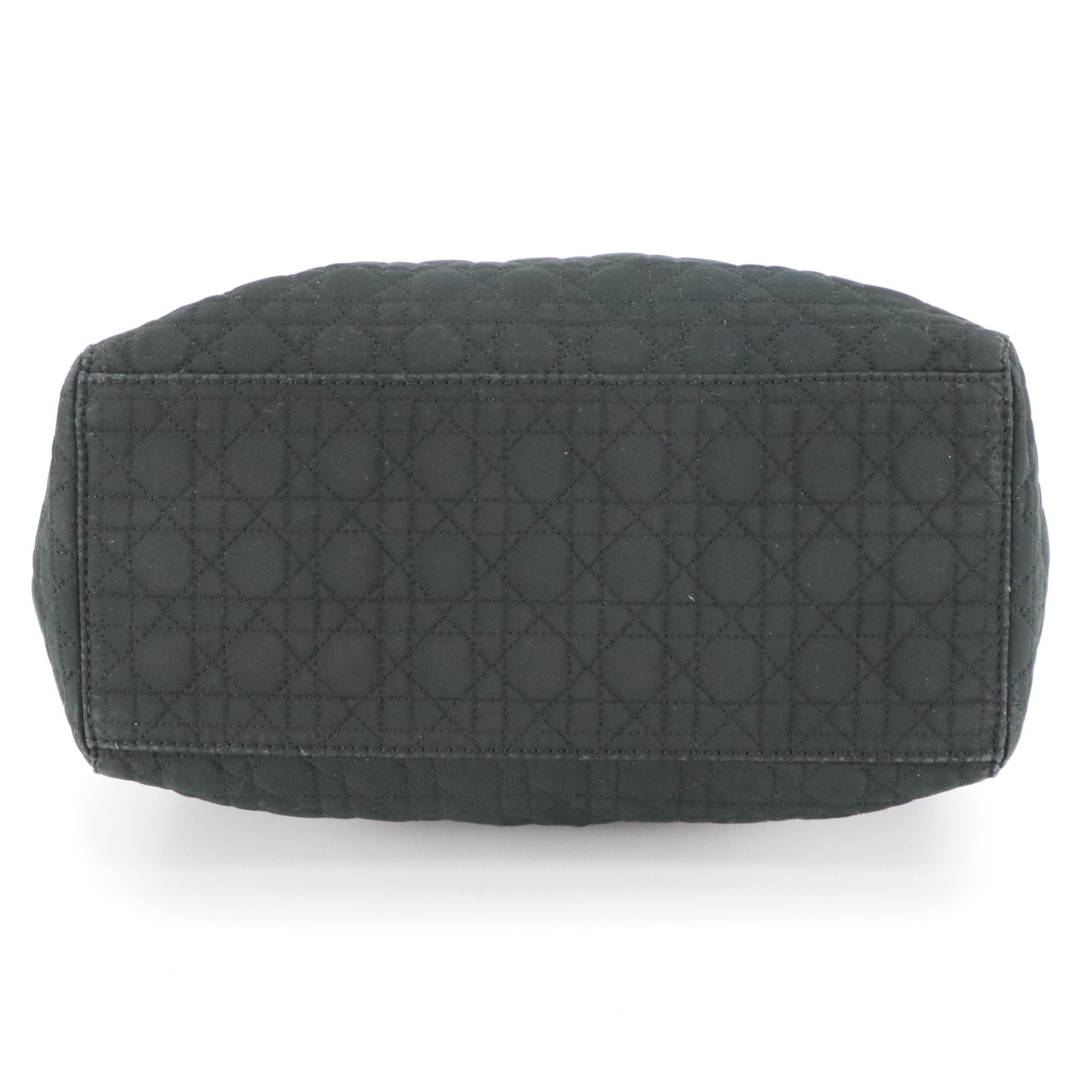 Christian Dior Small Lady Dior Handbag in Black Cannage Quilted Nylon Canvas