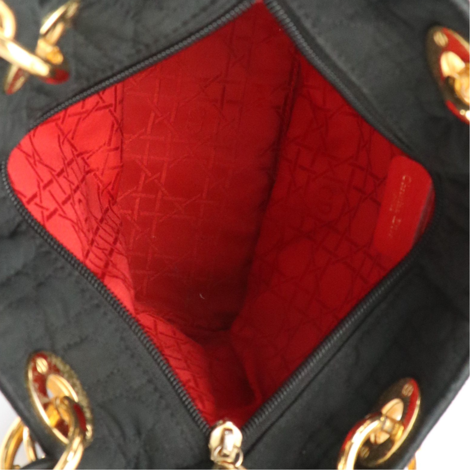 Christian Dior Small Lady Dior Handbag in Black Cannage Quilted Nylon Canvas