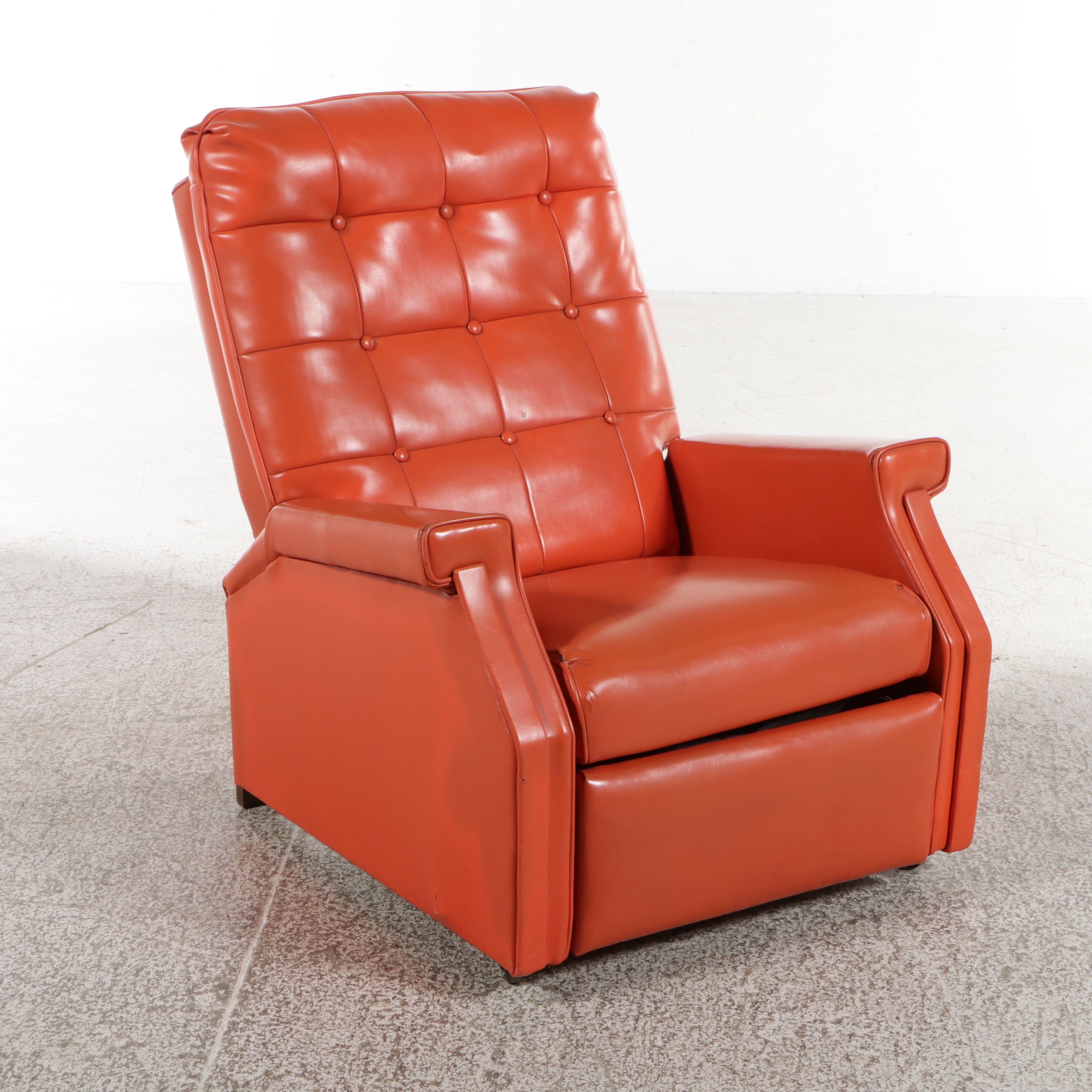 Mid Century Modern Burnt Orange Vinyl Recliner