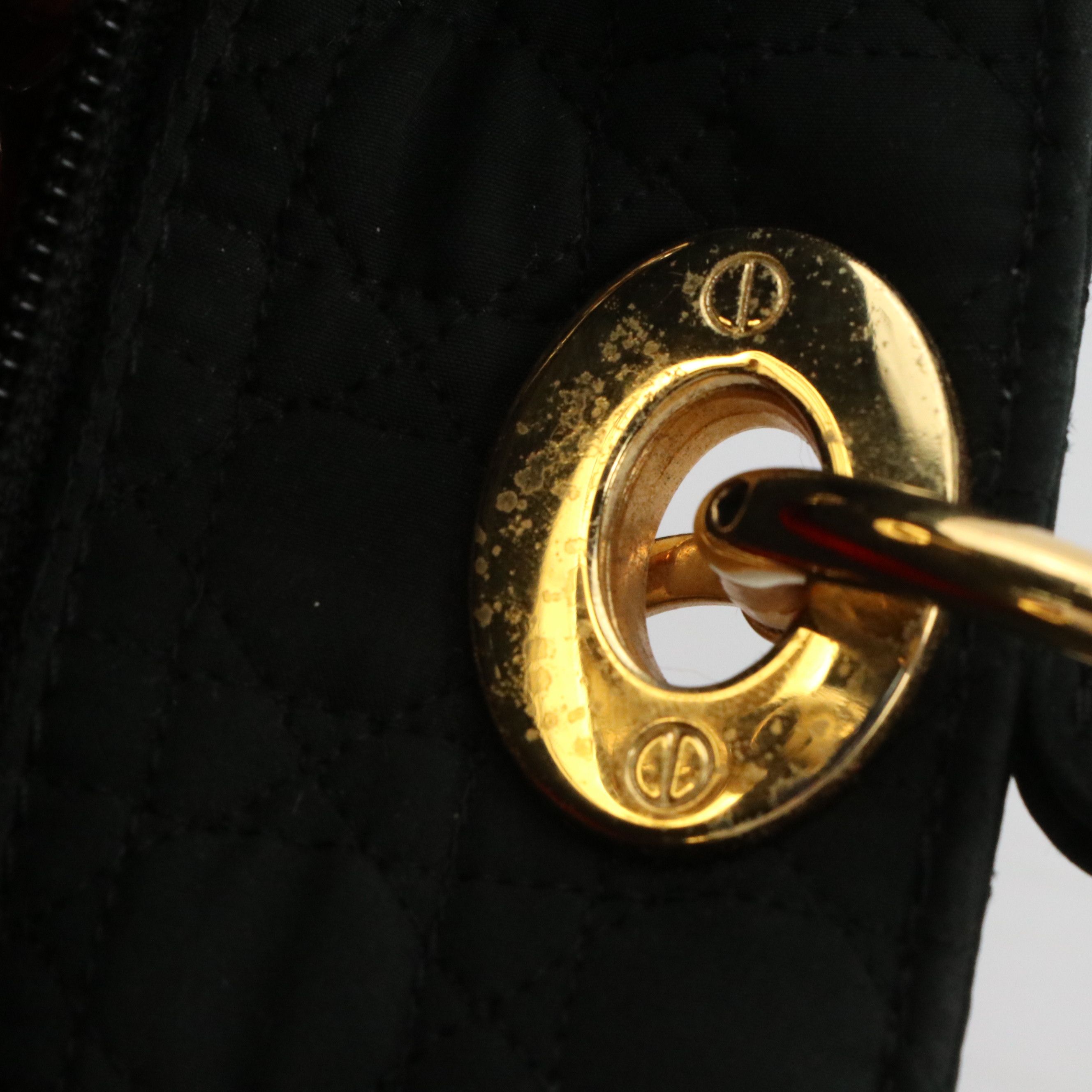 Christian Dior Small Lady Dior Handbag in Black Cannage Quilted Nylon Canvas