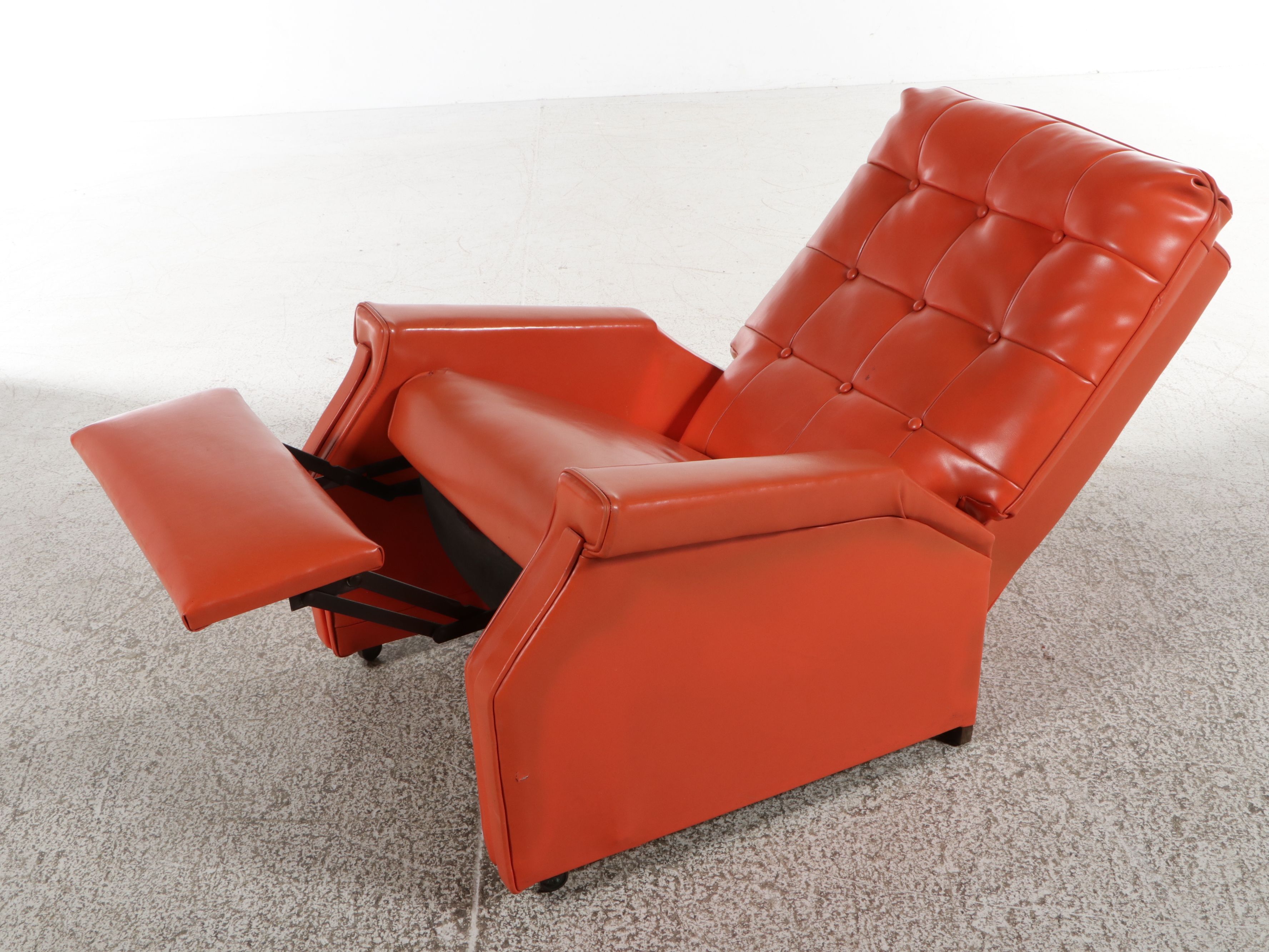 Mid Century Modern Burnt Orange Vinyl Recliner