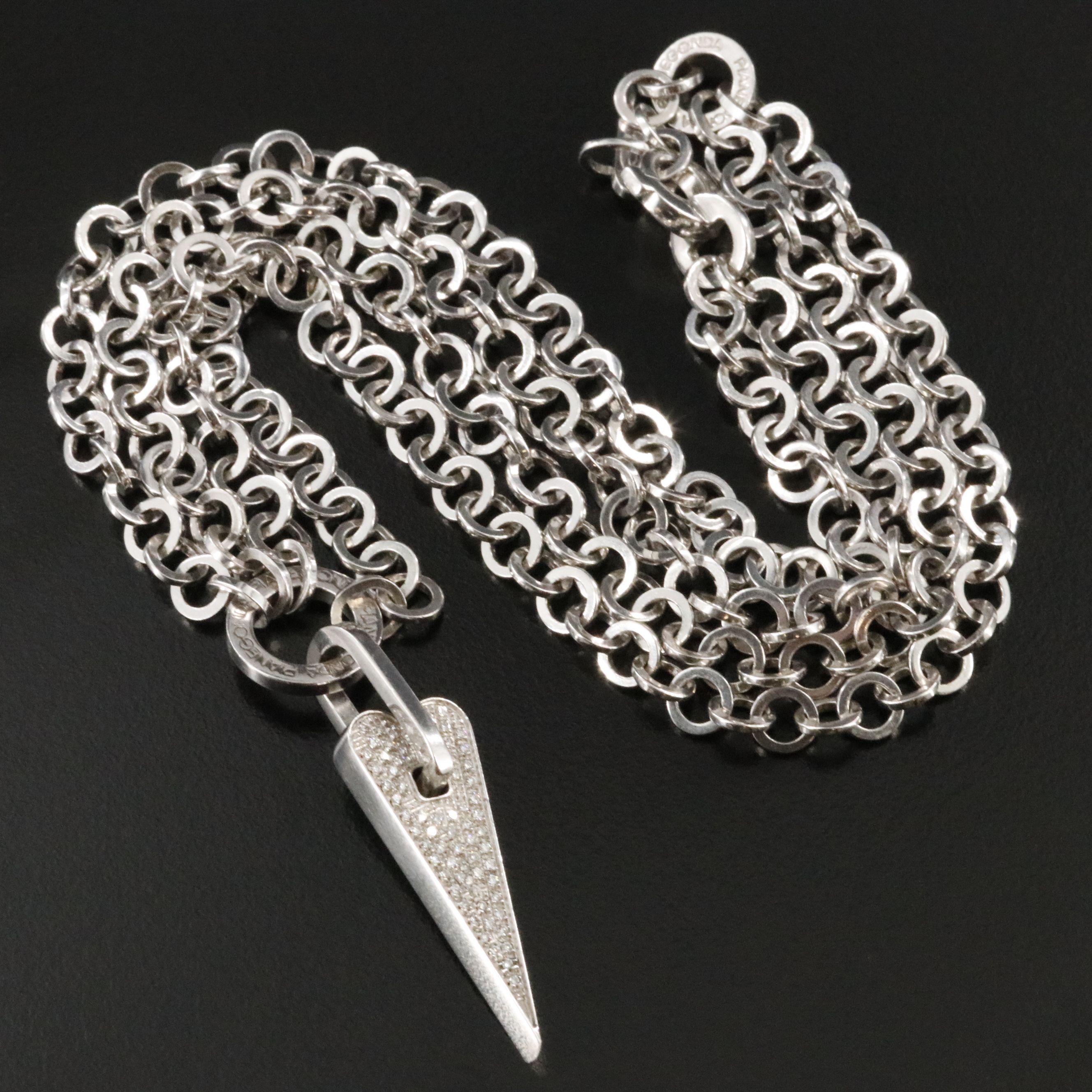 Pianegonda Sterling Pave Diamond Heart Necklace