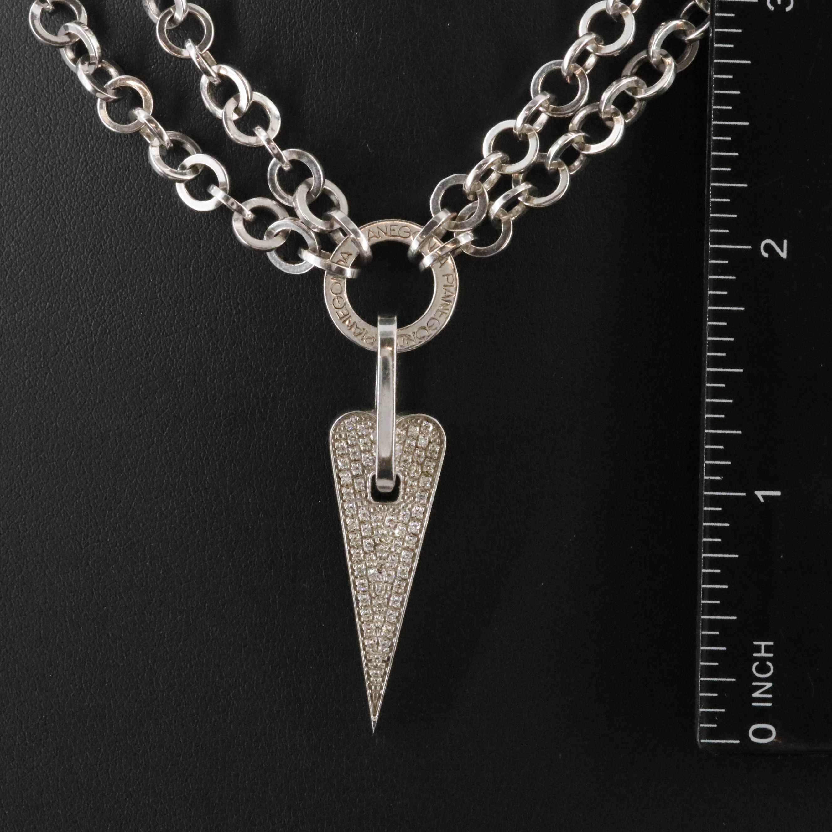Pianegonda Sterling Pave Diamond Heart Necklace