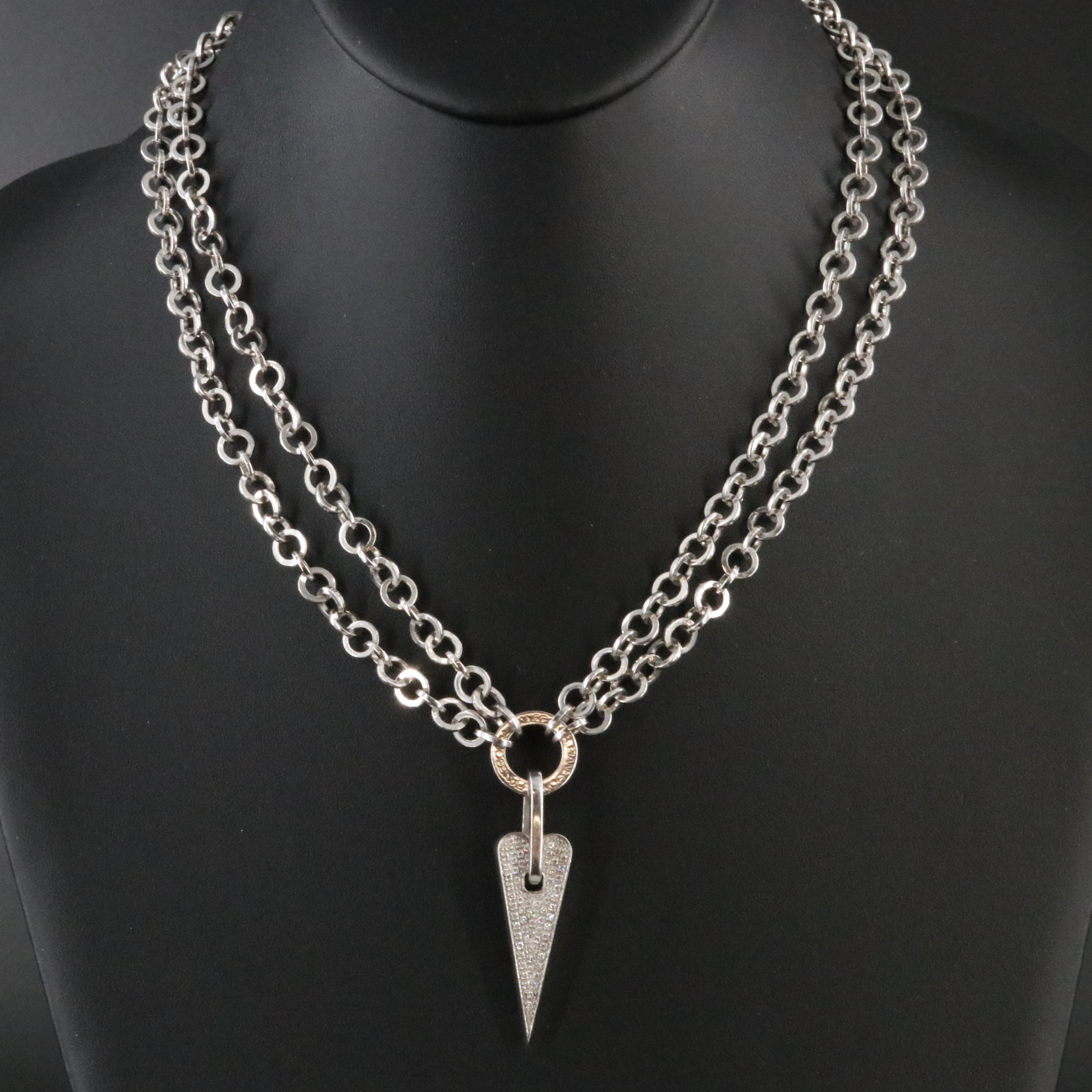 Pianegonda Sterling Pave Diamond Heart Necklace