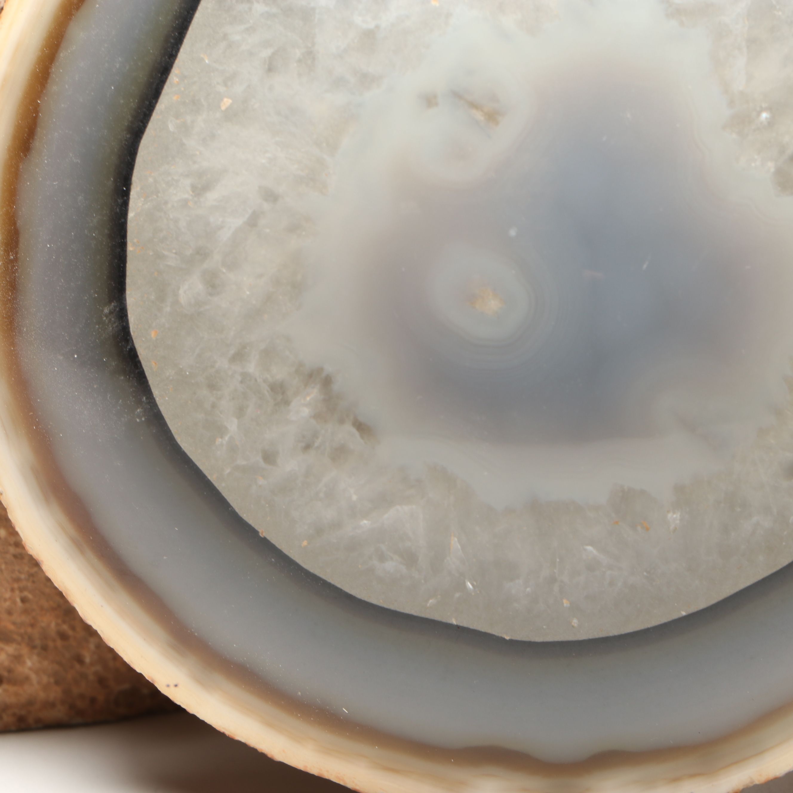 Carved Banded Agate and Calcite Geode Specimen