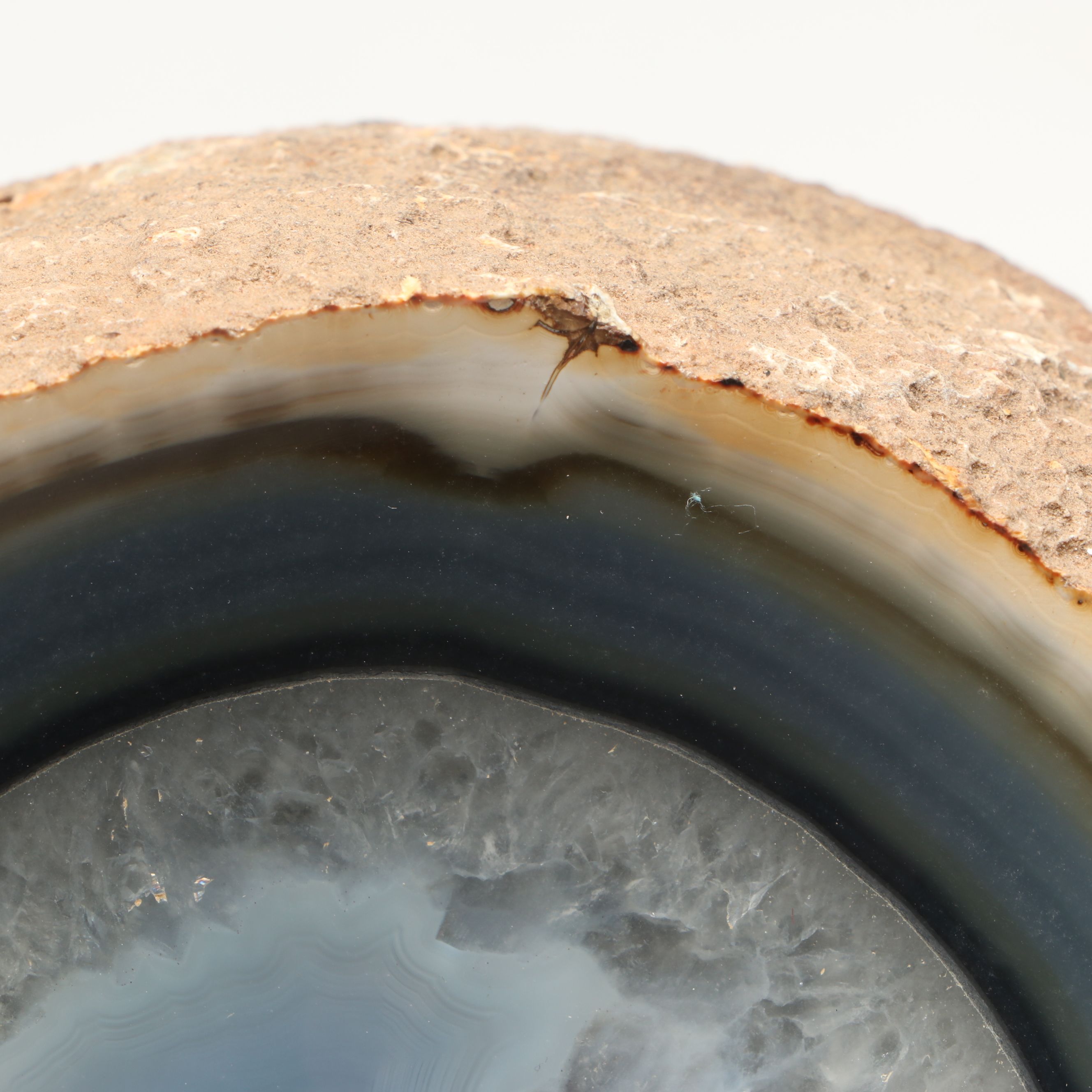 Carved Banded Agate and Calcite Geode Specimen