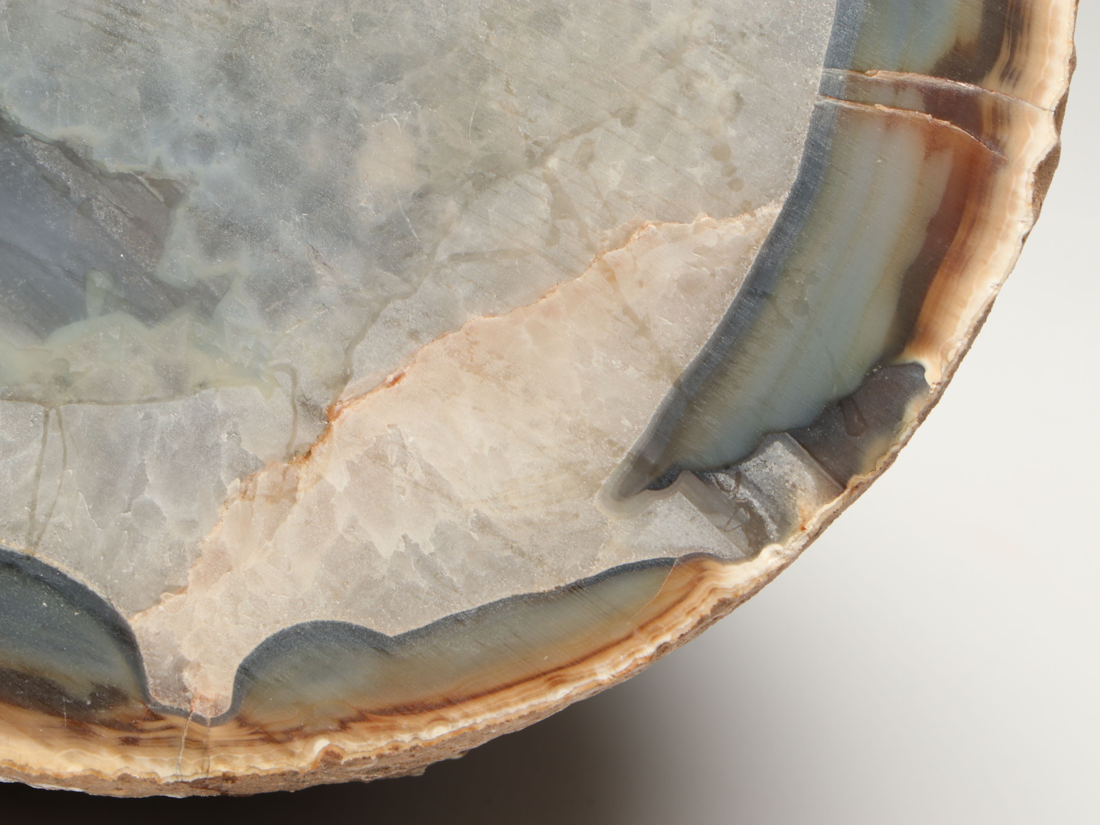 Carved Banded Agate and Calcite Geode Specimen