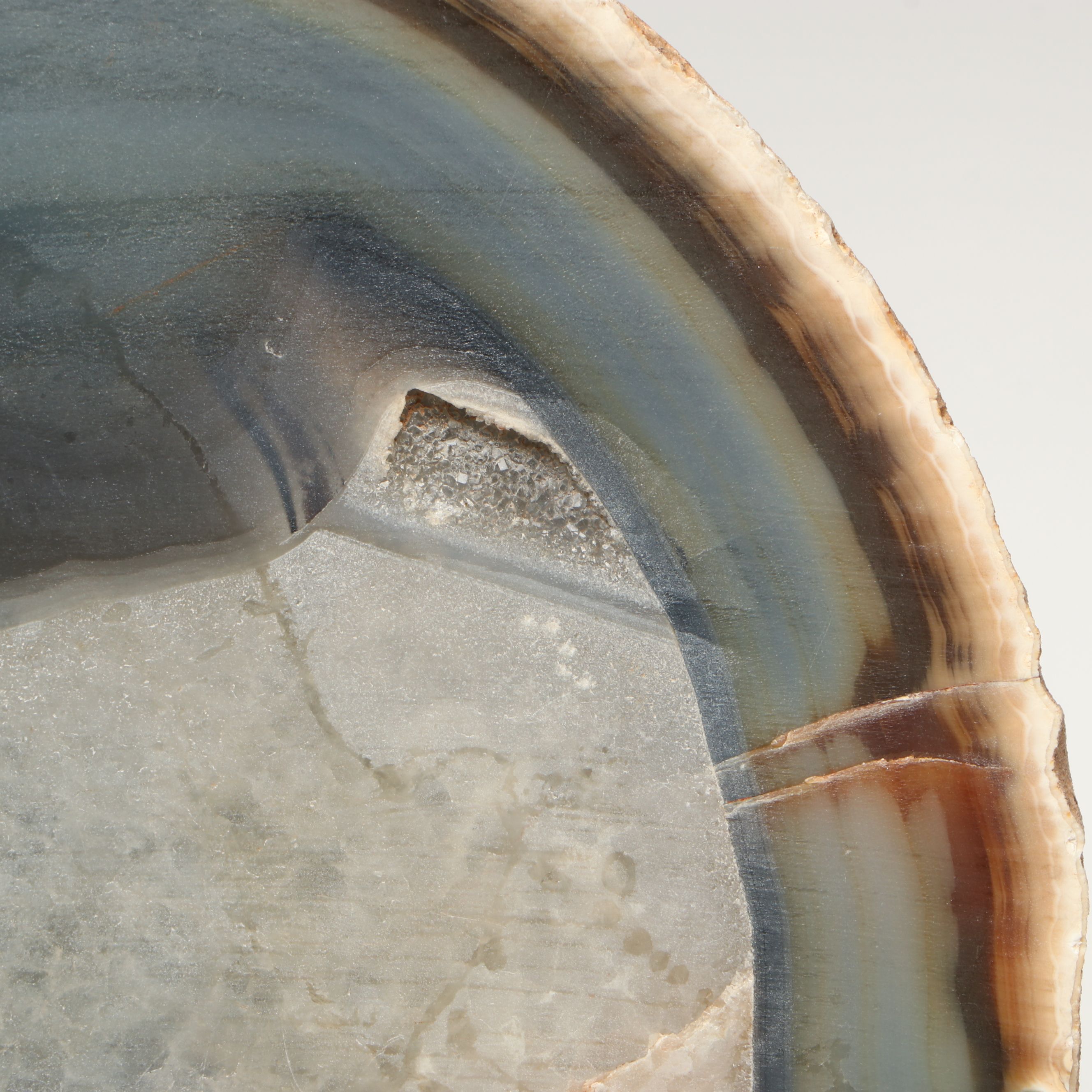 Carved Banded Agate and Calcite Geode Specimen