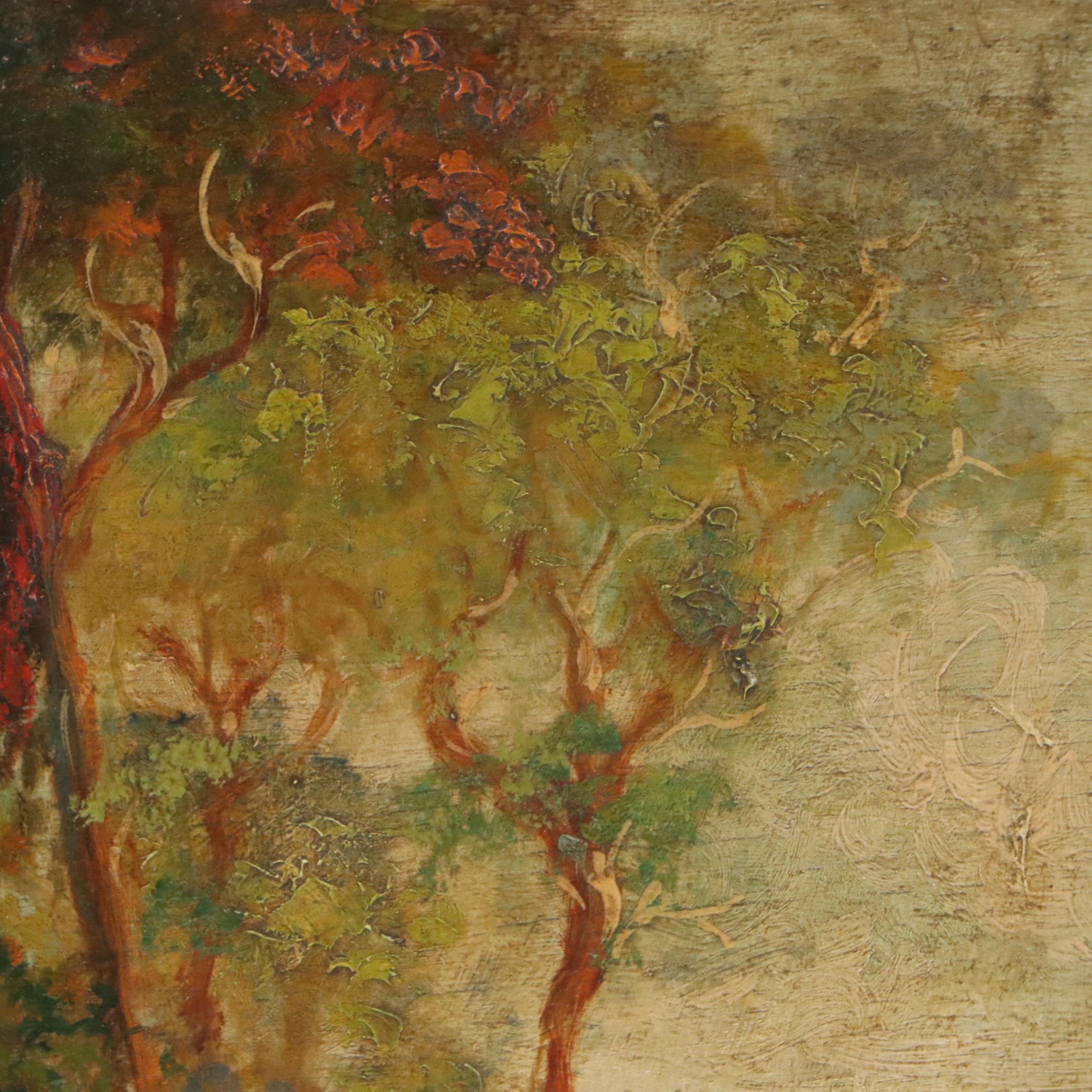 Italian School Oil Painting of Lovers on Seaside Bench, 19th Century