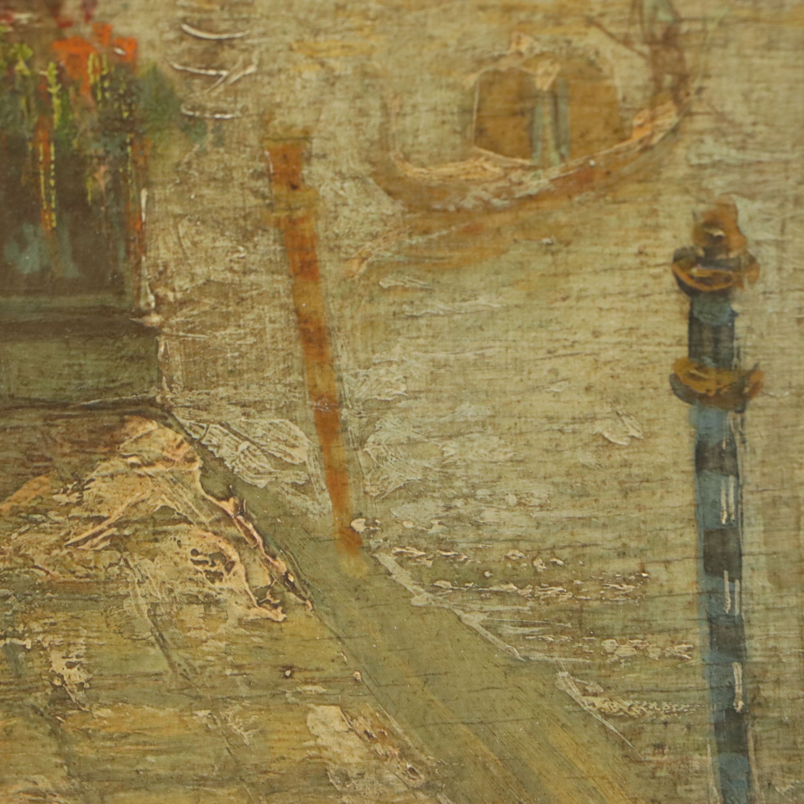 Italian School Oil Painting of Lovers on Seaside Bench, 19th Century