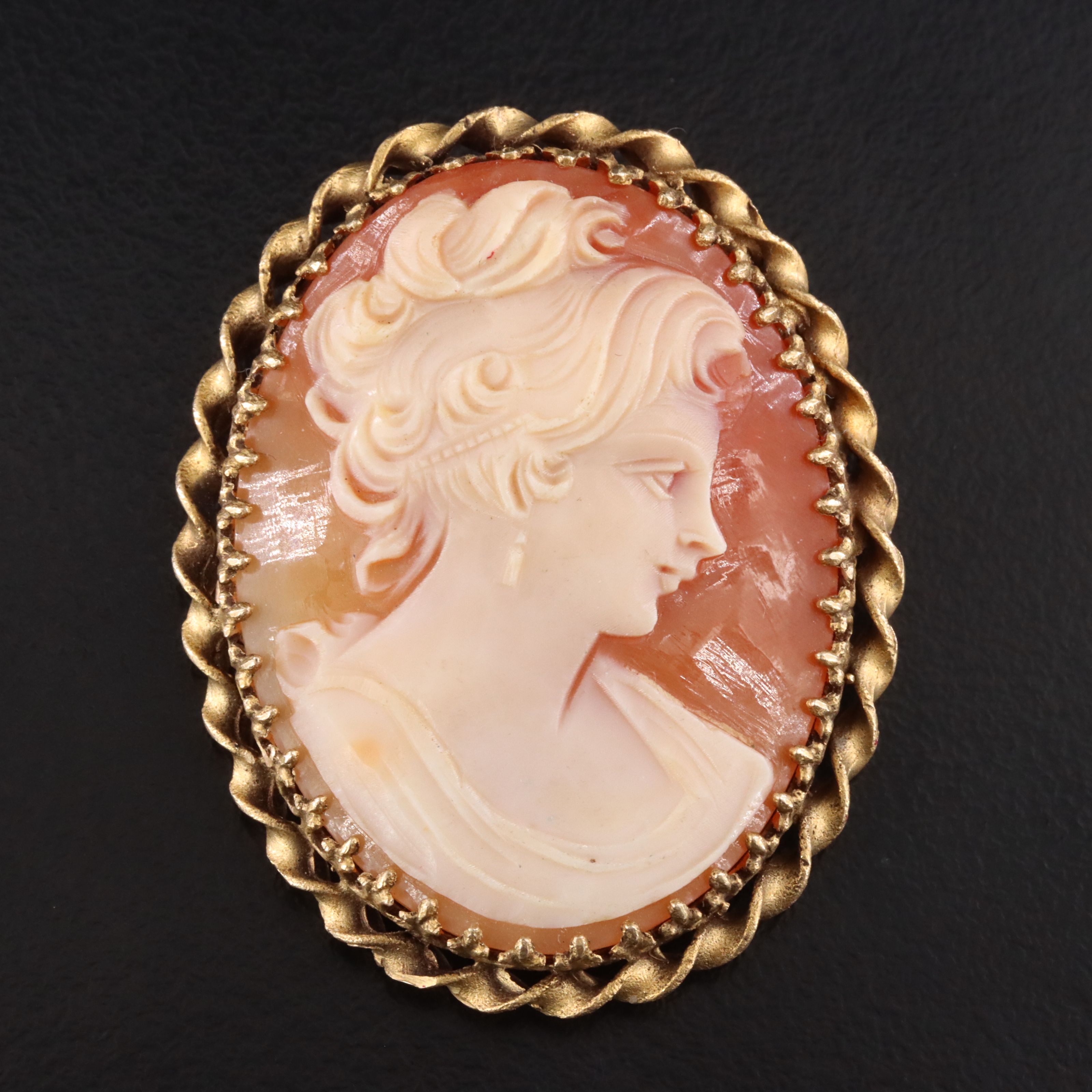10K Shell Cameo Converter Brooch