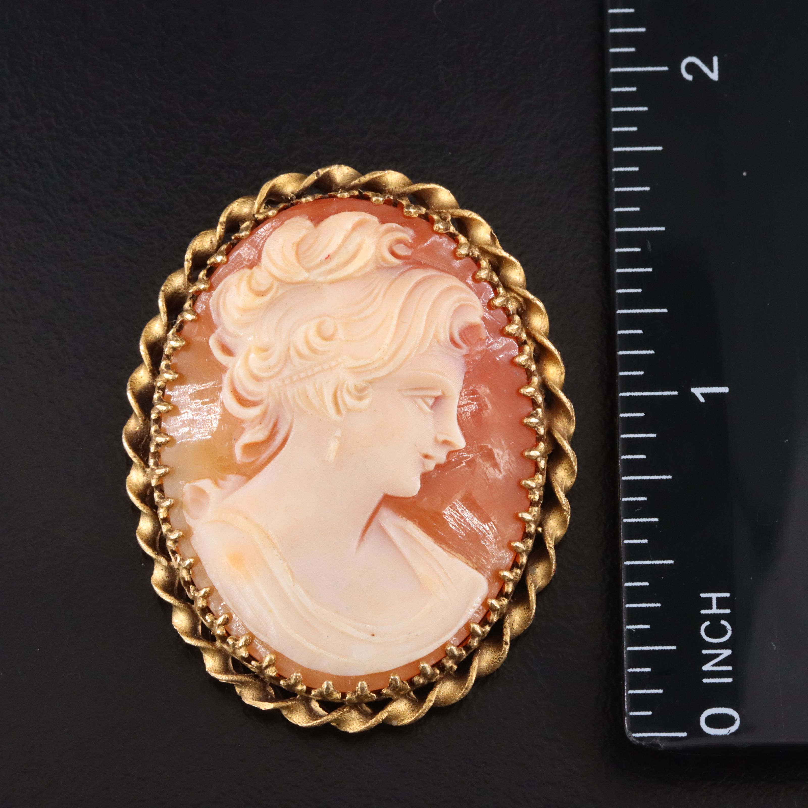 10K Shell Cameo Converter Brooch