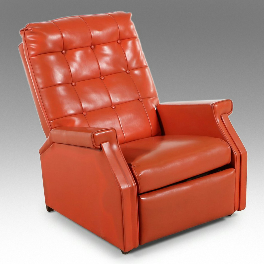 Mid Century Modern Burnt Orange Vinyl Recliner