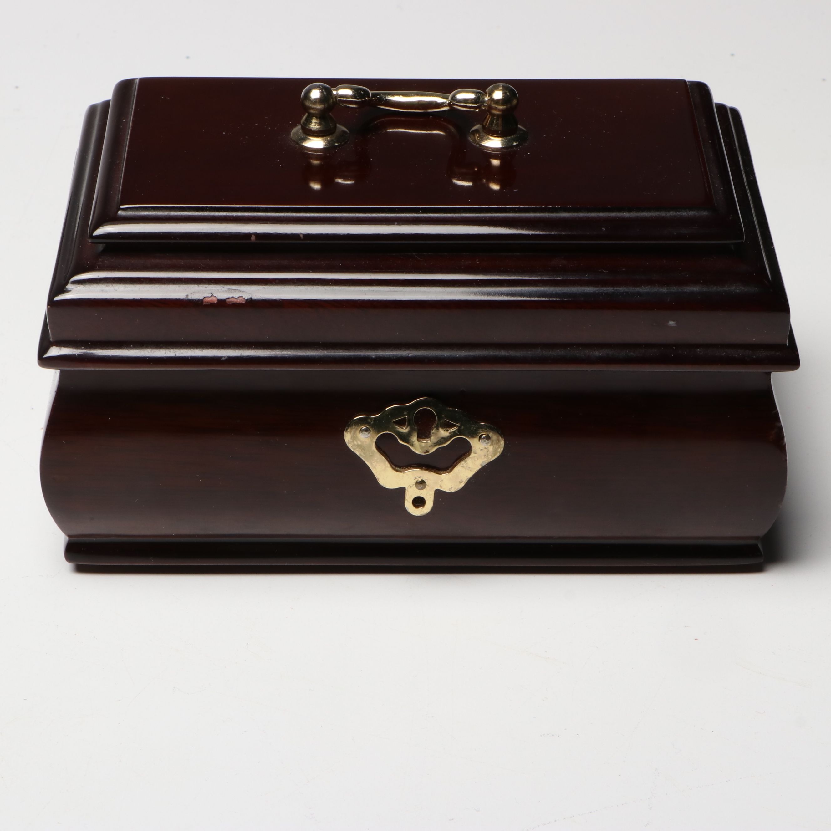 Intarsia Landscape Wood Music Box with Marquetry, Hand-Painted and Other Boxes