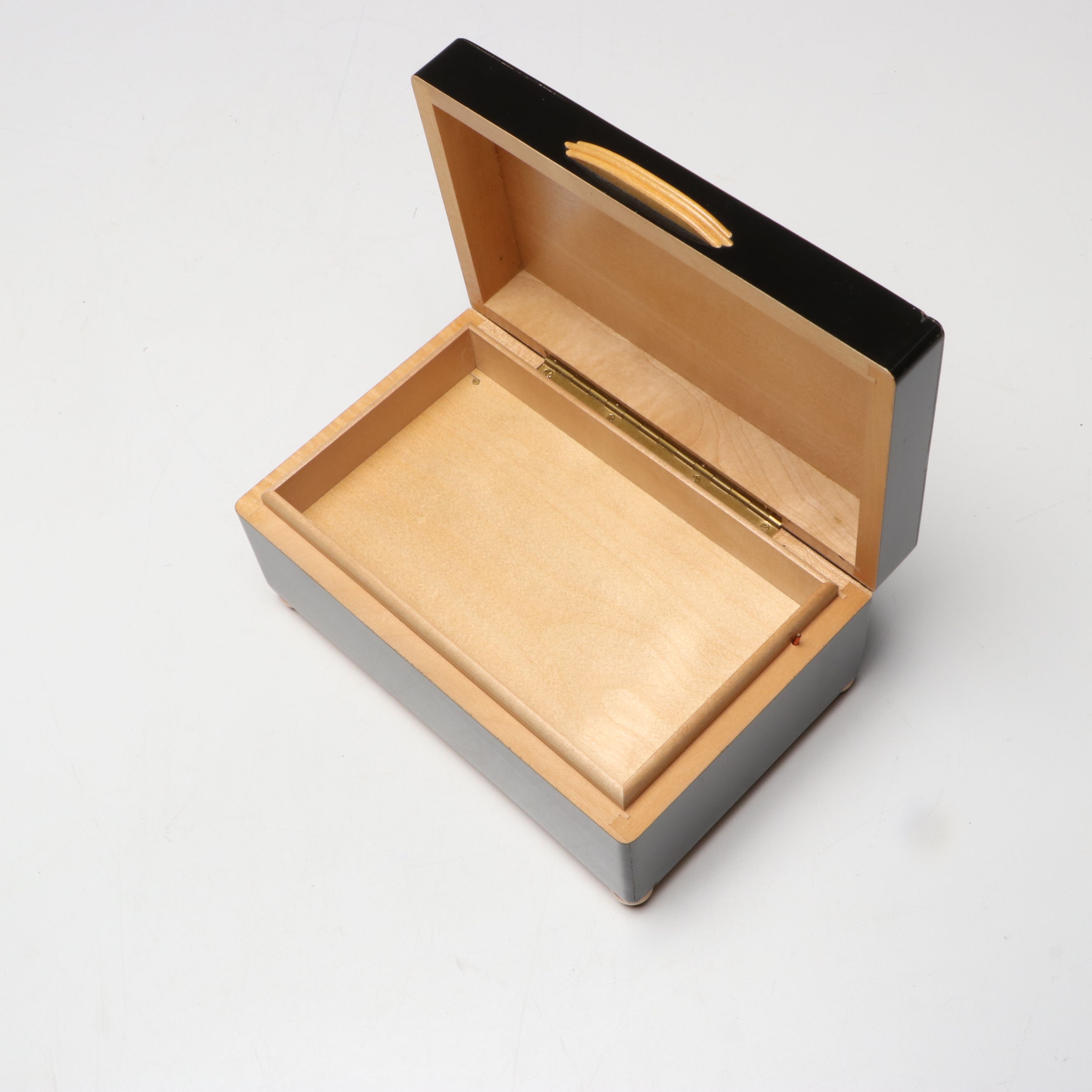 Intarsia Landscape Wood Music Box with Marquetry, Hand-Painted and Other Boxes