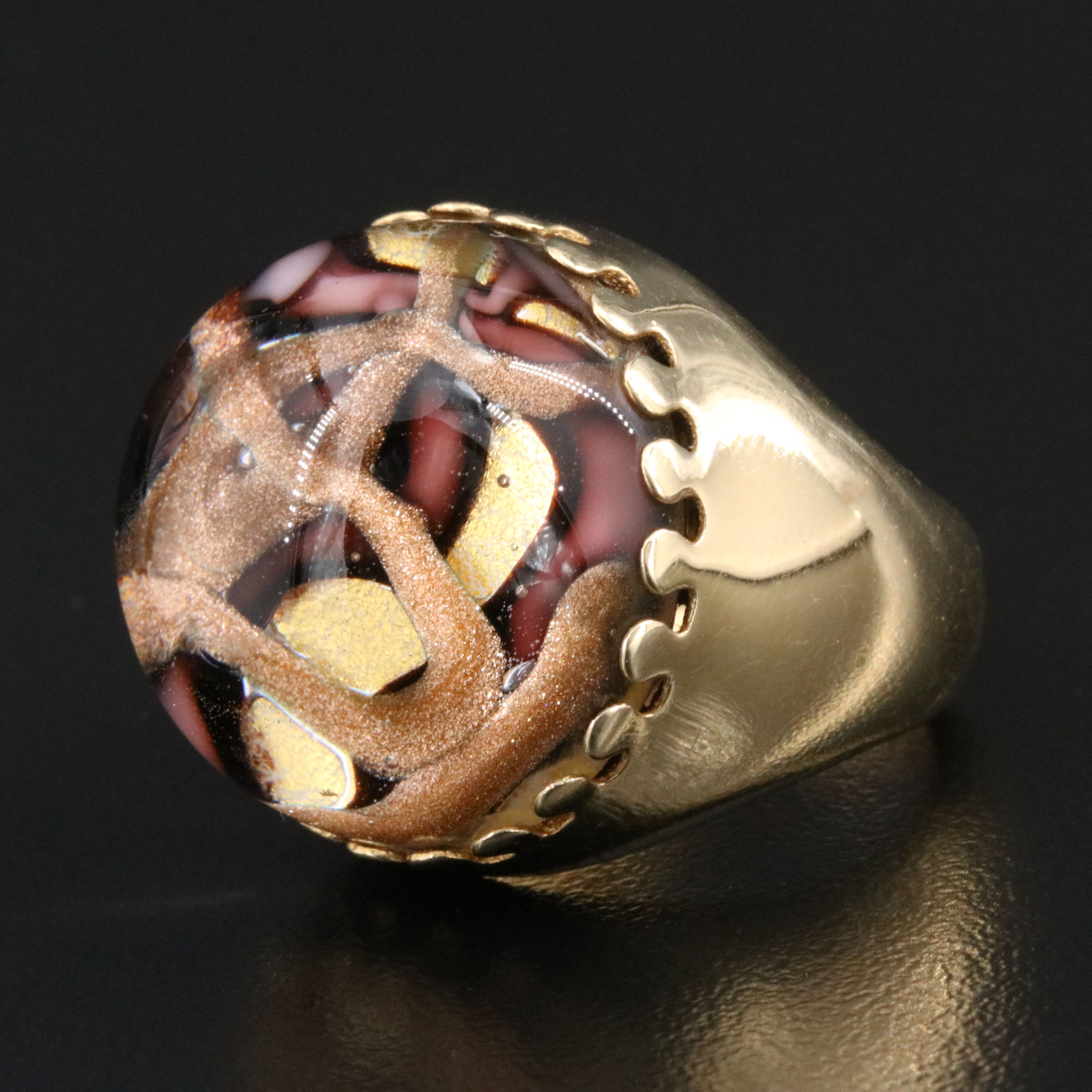 Milor 14K Art Glass Dome Ring