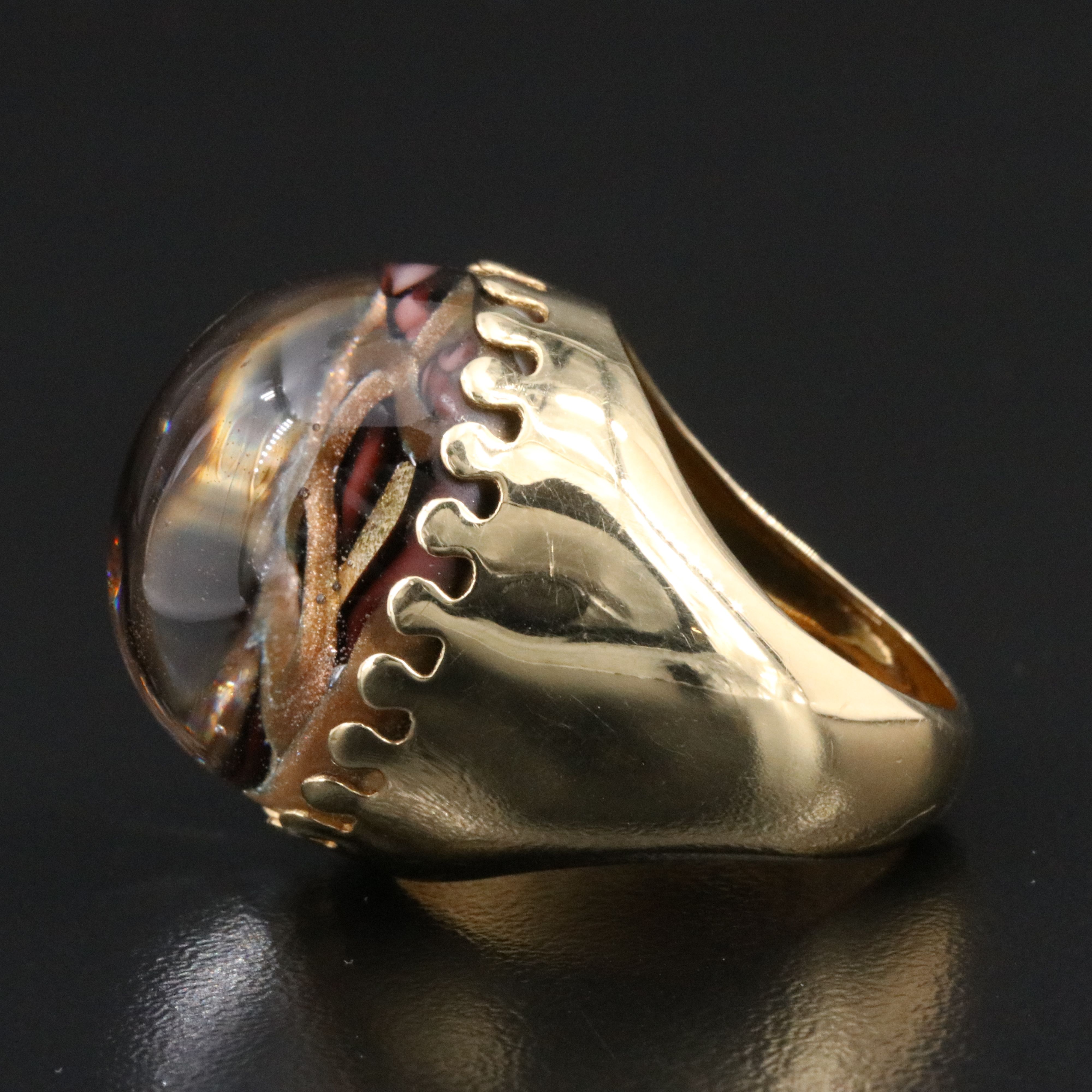Milor 14K Art Glass Dome Ring
