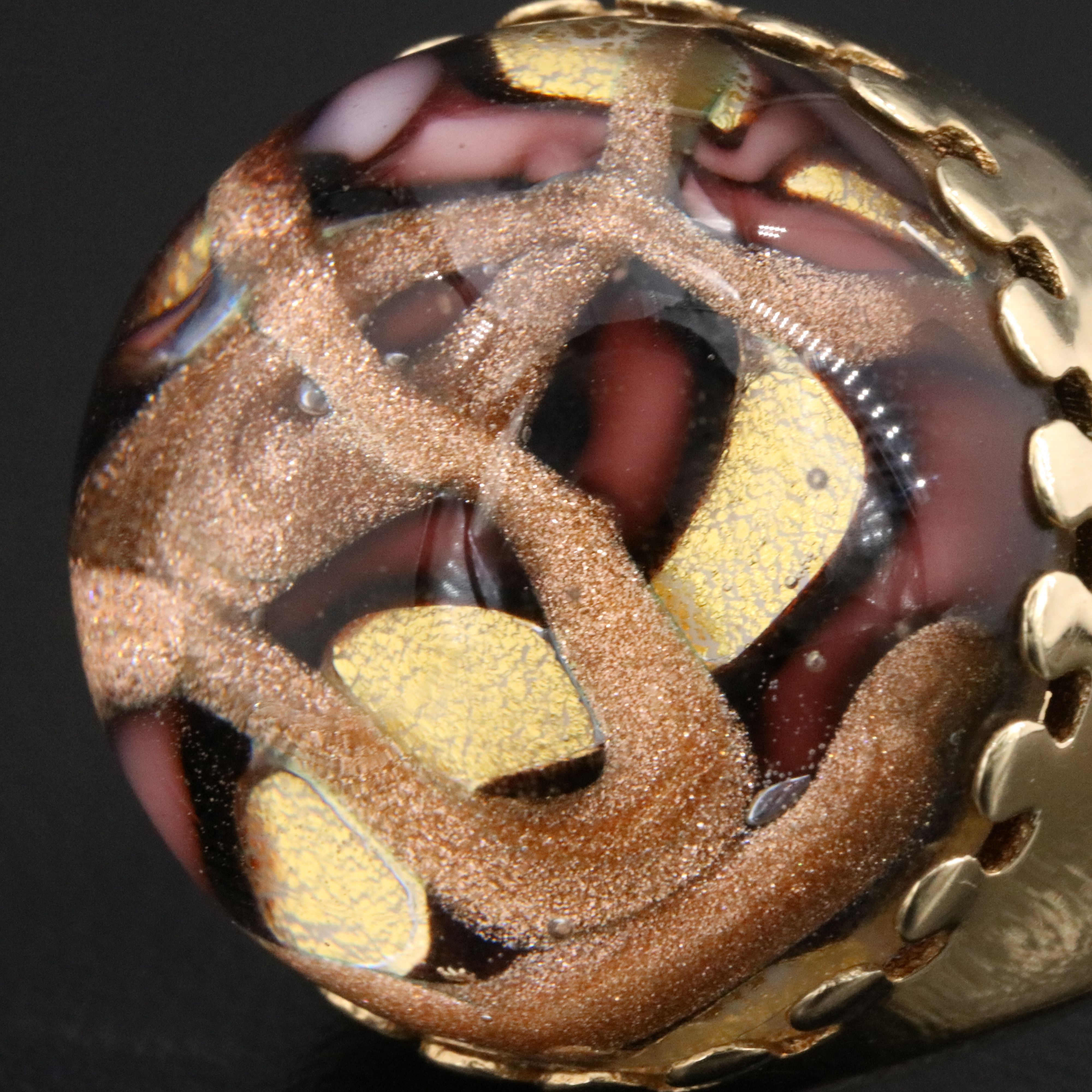 Milor 14K Art Glass Dome Ring