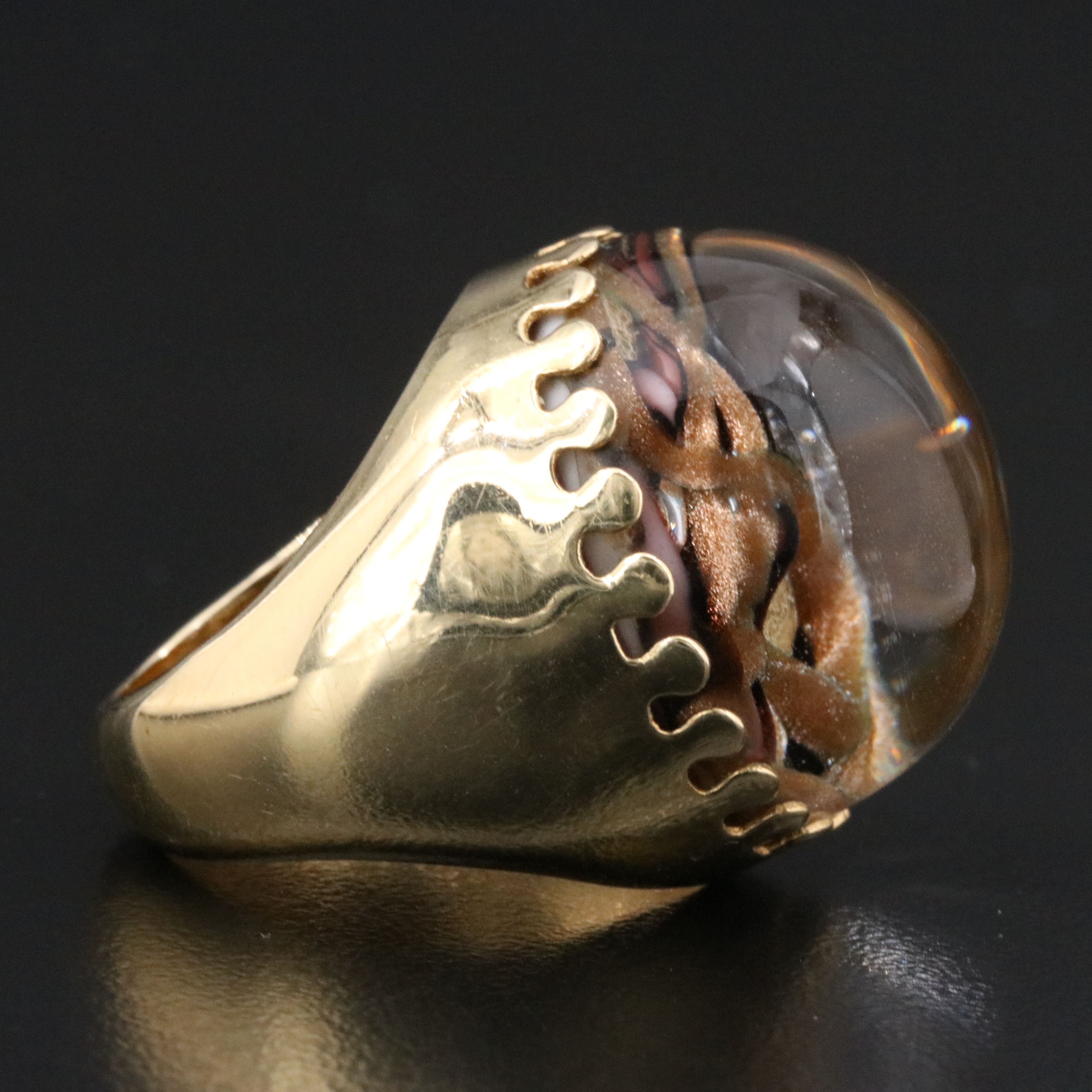 Milor 14K Art Glass Dome Ring