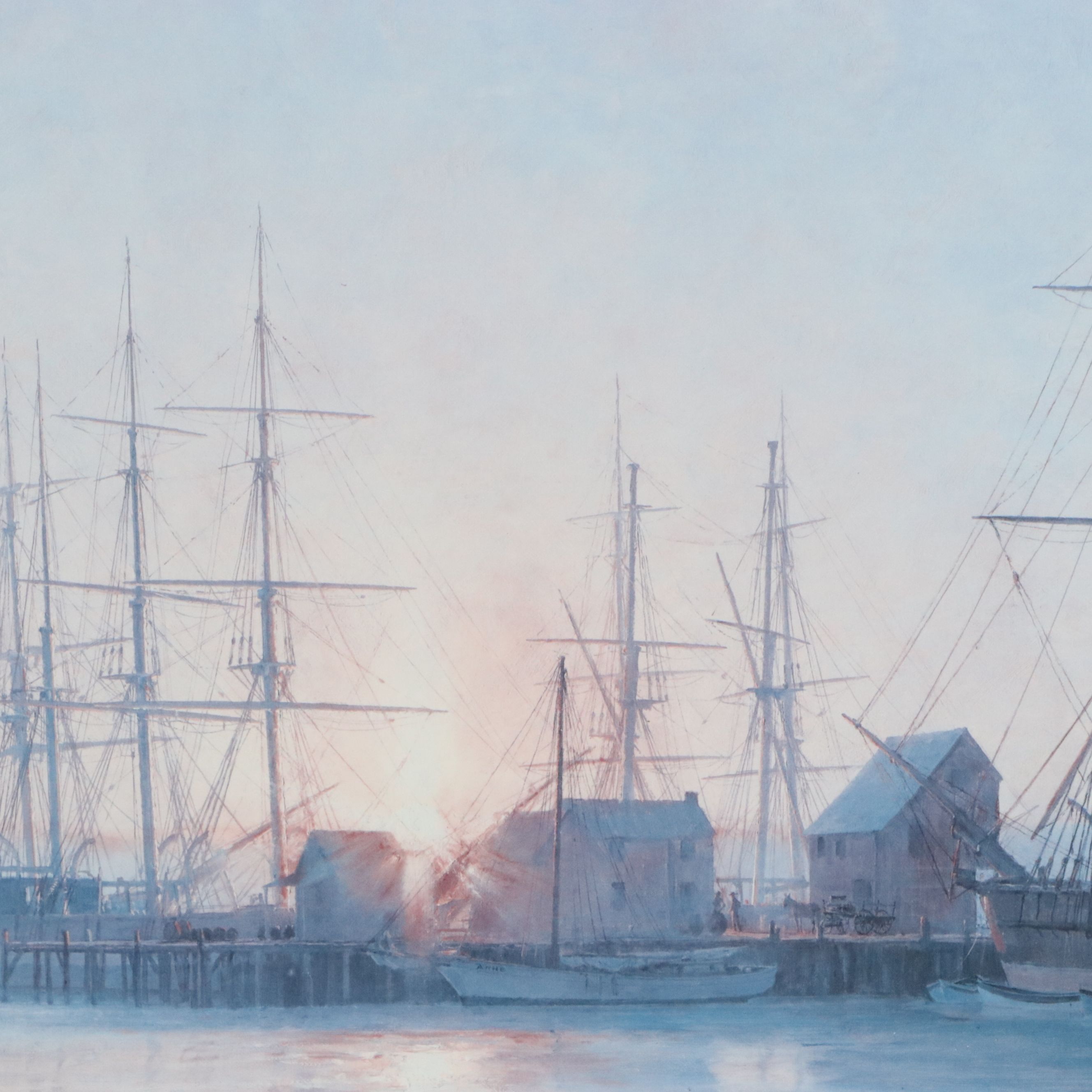 John Stobart Offset Lithograph "Sunrise Over Nantucket in 1835," 1987