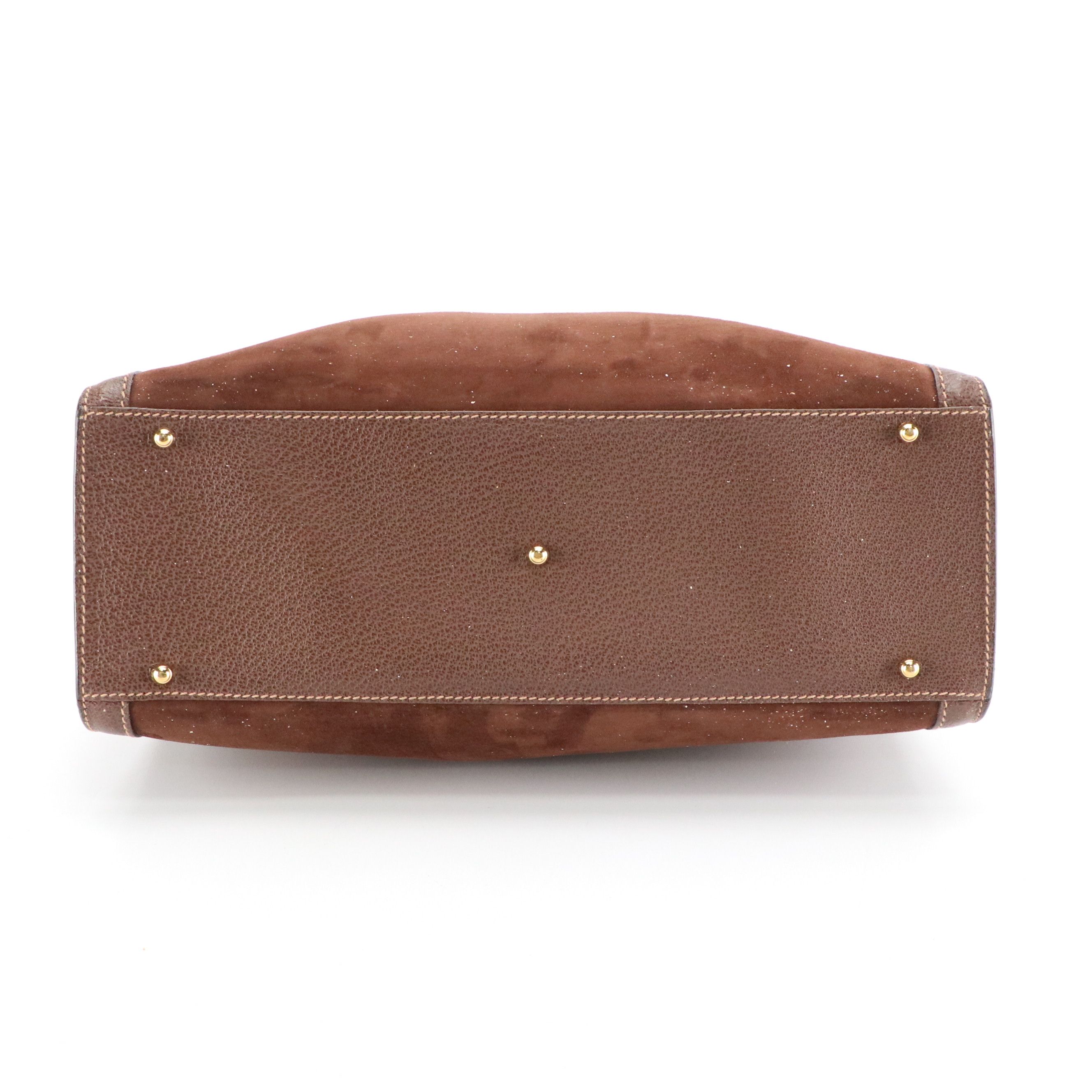 Gucci Bamboo Handle Diana Tote Bag in Brown Suede and Leather